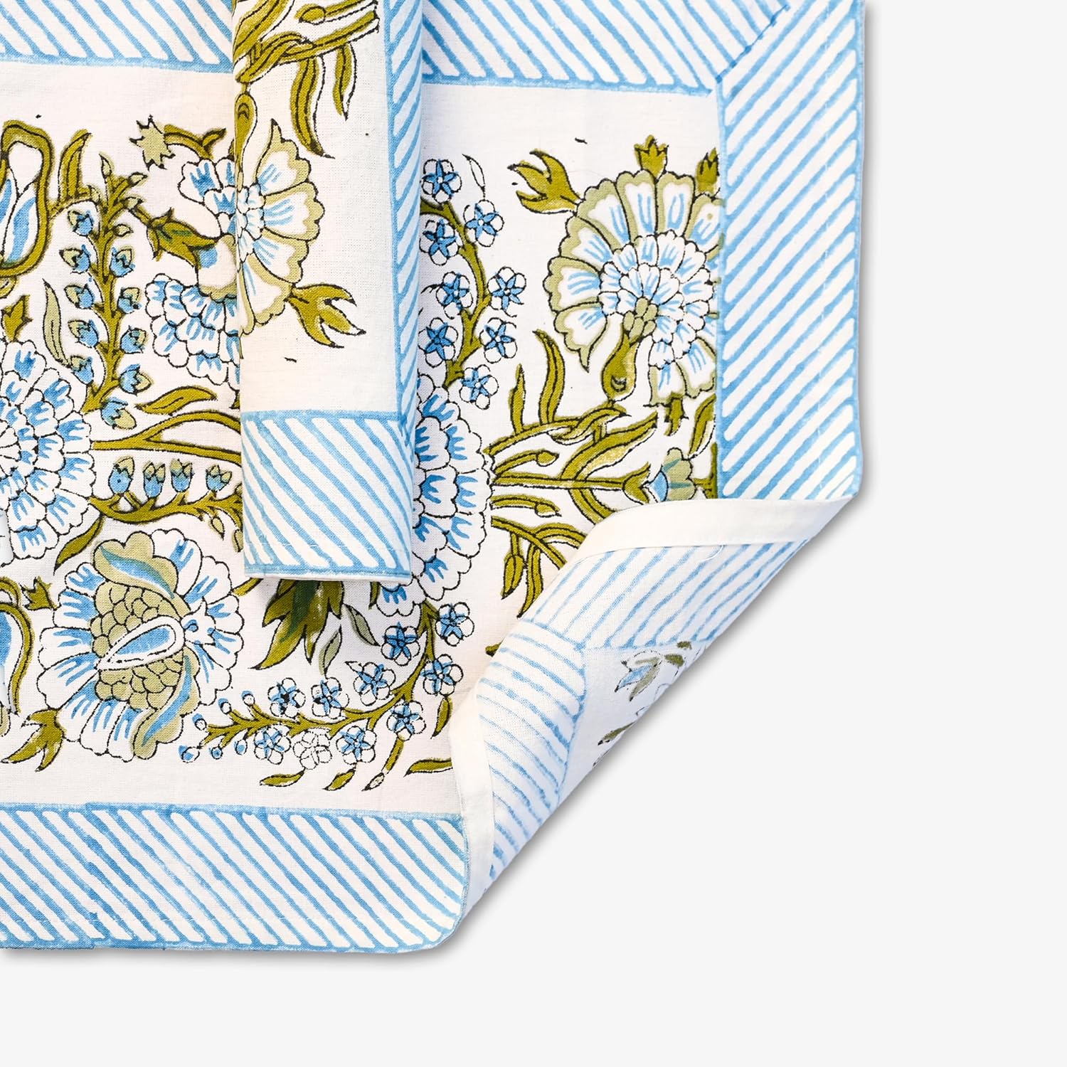 Perilla Home 100% Cotton Daphne Blockprint Rectangle Tablemat Set of 4 | Hand Block Print Dining Mats 13"x18" | Washable Cotton Table Linens for Everyday Use, Holidays, Weddings & Home Decor