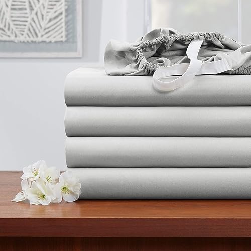 Empyrean Bedding Sábana bajera de bolsillo profundo  Sábana de microfibra suave y sedosa de doble cepillado  Juego de 4 sábanas de bolsillo