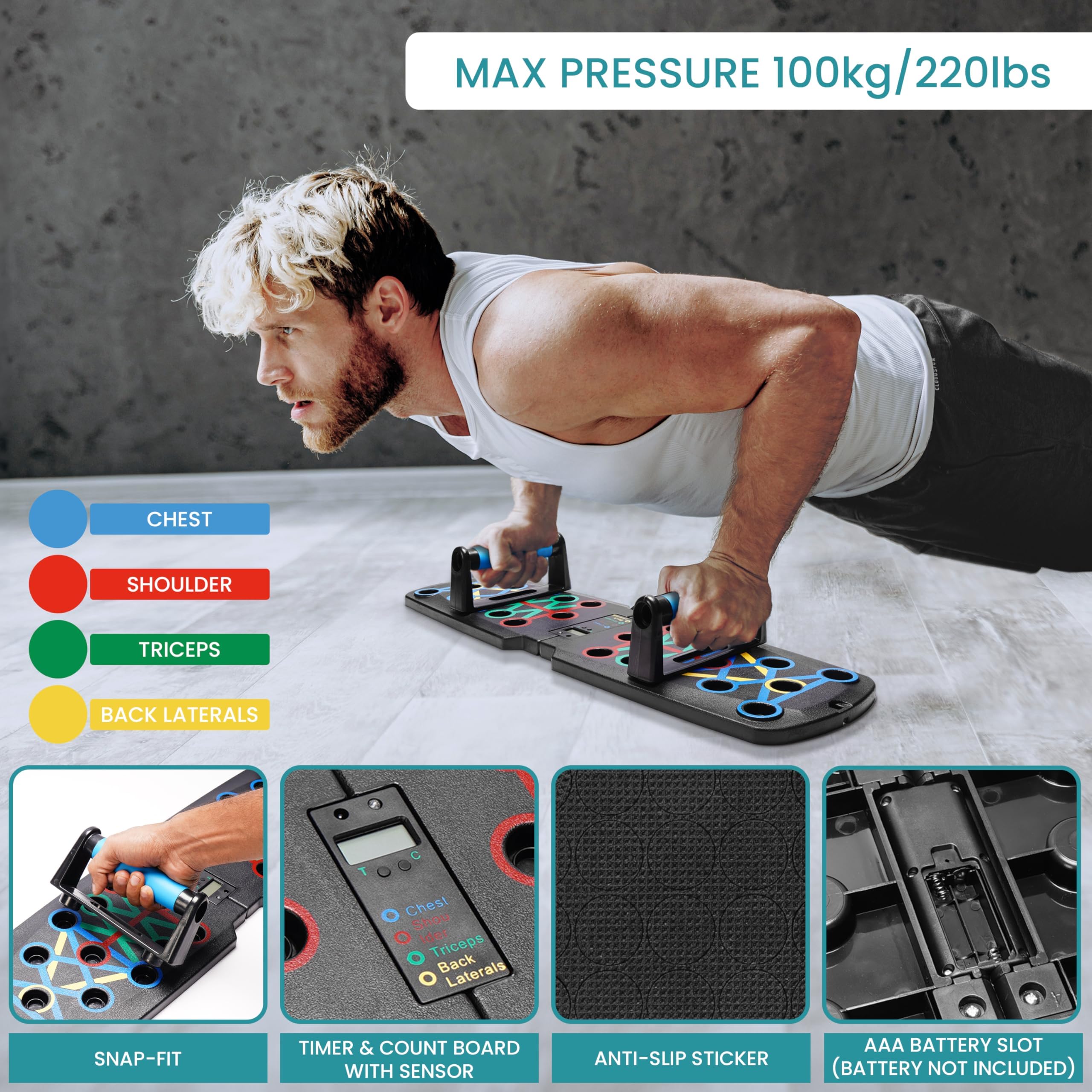 Belle Vous Planche de Musculation Portable pour la Maison - 20-en-1 - Entraînement de tout le Corps - Pompes - Ab Rollers - Élastiques de Musculation Accessoires - Homme et Femme