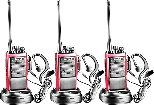 Arcshell Radios bidireccionales recargables de largo alcance con auriculares paquete de 3 walkie talkies batería de iones de litio y cargador