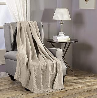 Chezmoi Collection Brussels Belgian Flax Linen Throw Blanket, 50
