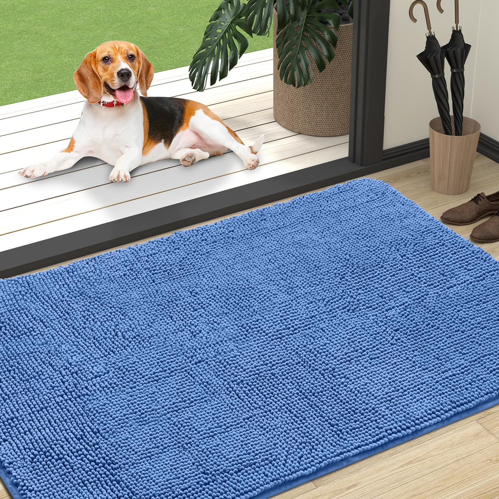 OLANLY Dog Door Mat for Muddy Paws 47x32, Super Absorbent Chenille Mud Mat