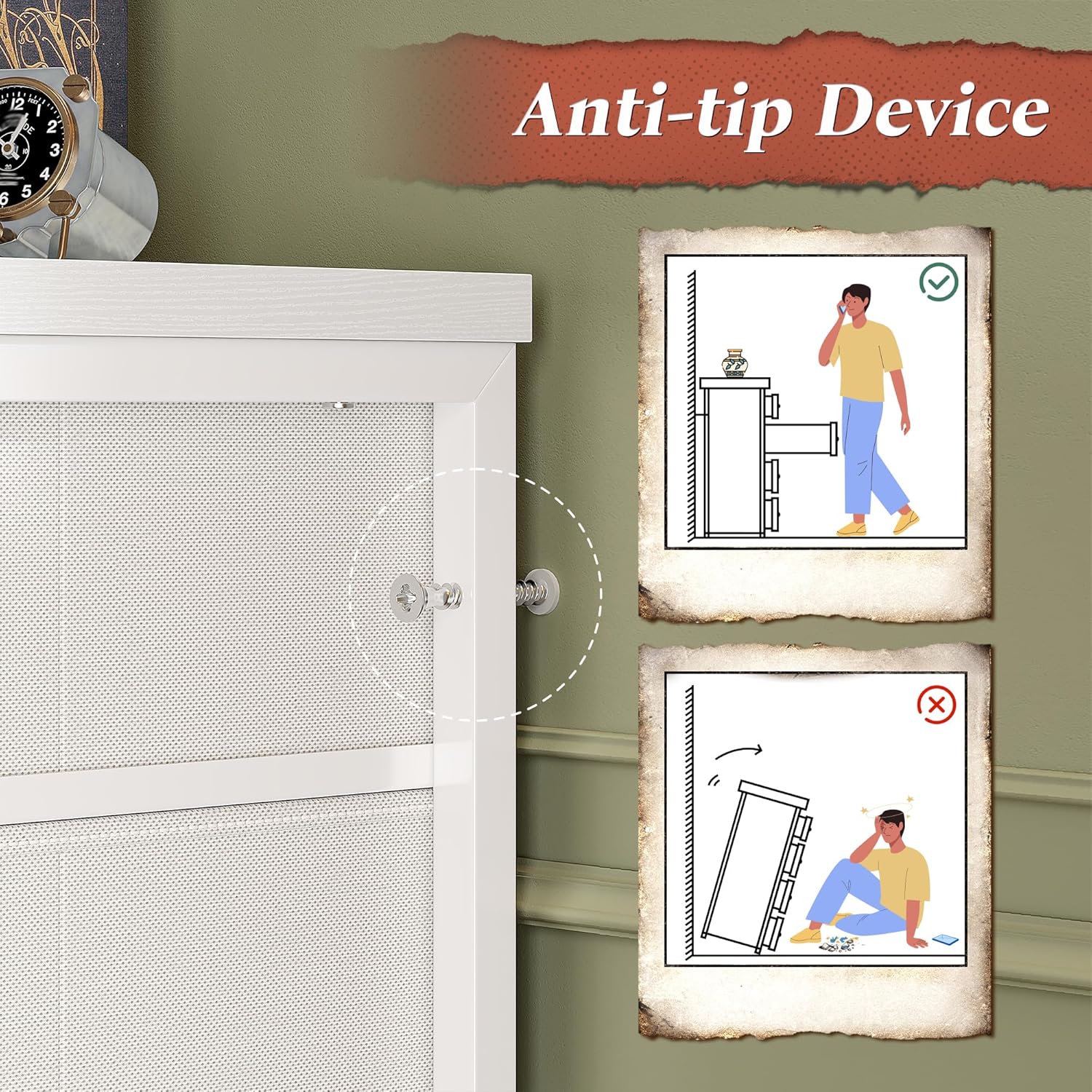 55" Long Dresser for Bedroom with 12 Fabric Drawers, Entertainment Center for 60 inch TV Dressers & Chests of Drawers Large Organizer, Living Room, Metal Frame, Wood Top, White