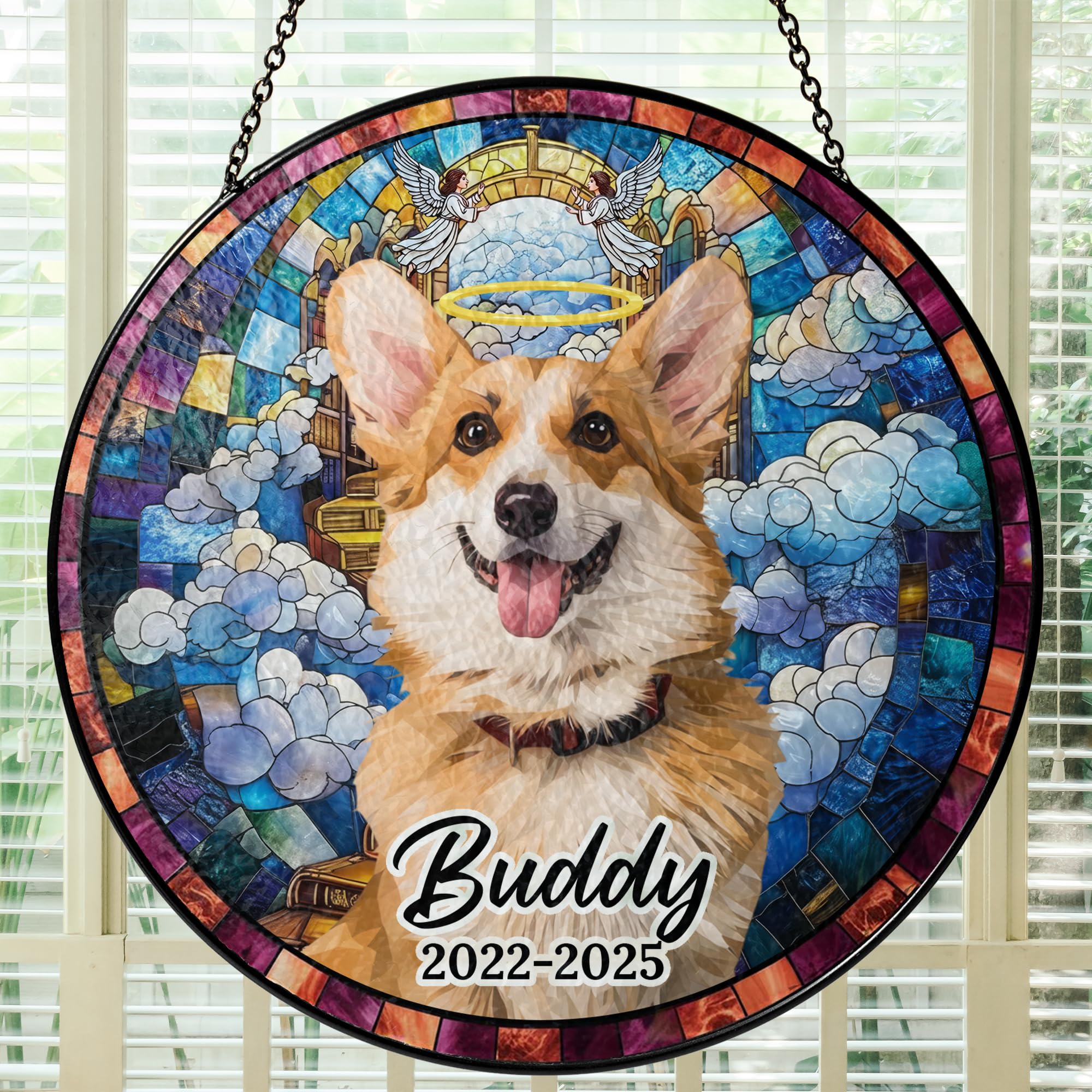 Personalized Pet Memorial Gifts for Dogs and Cats – Custom Pet Suncatcher Keepsake – Loss of Pet Sympathy Gift – Stained Glass Dog Memorial Ornament – Pet Remembrance Gift Gstl1003mp01c