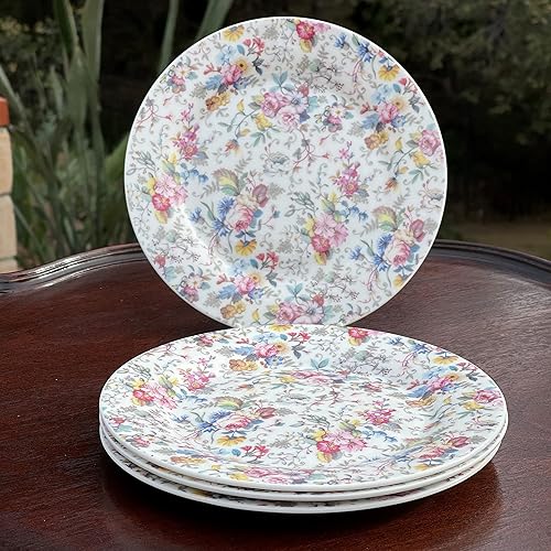 Miniatura 8 de Gracie Bone China - Plato de postre y ensalada de rosas pequeñas, color negro, 7.5 pulgadas (juego de 4) (S15233G-BLA-5S4)