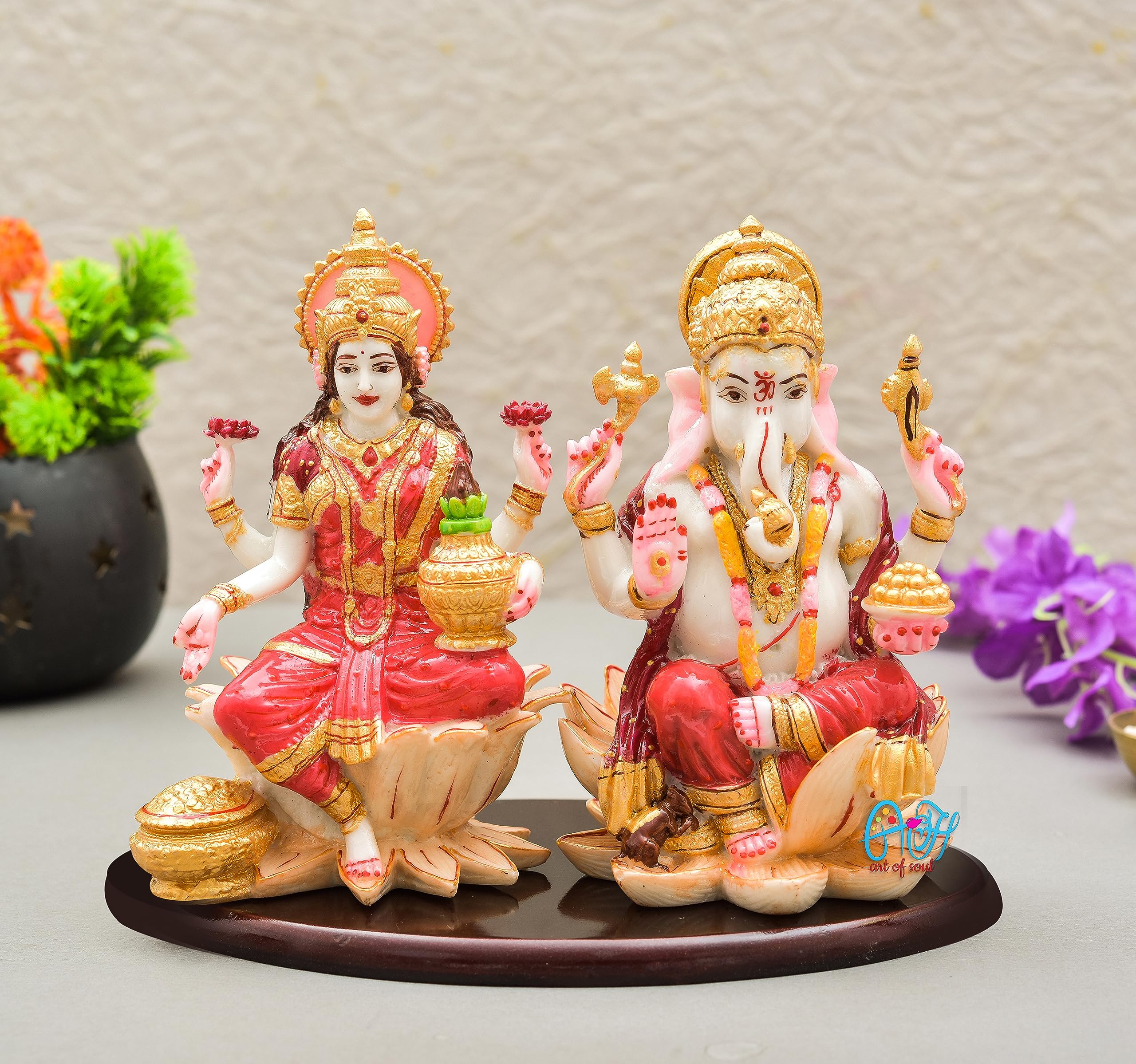 Archna Handicraft Polyresin Ganesh Ji Laxmi Ji Idol Murti for Pooja Room Laxmi Ganesh Murti for Home Temple Pooja Room Decoration Figurine Sculpture (Size :: 7 x 9 Inch) - Image 3 thumbnail