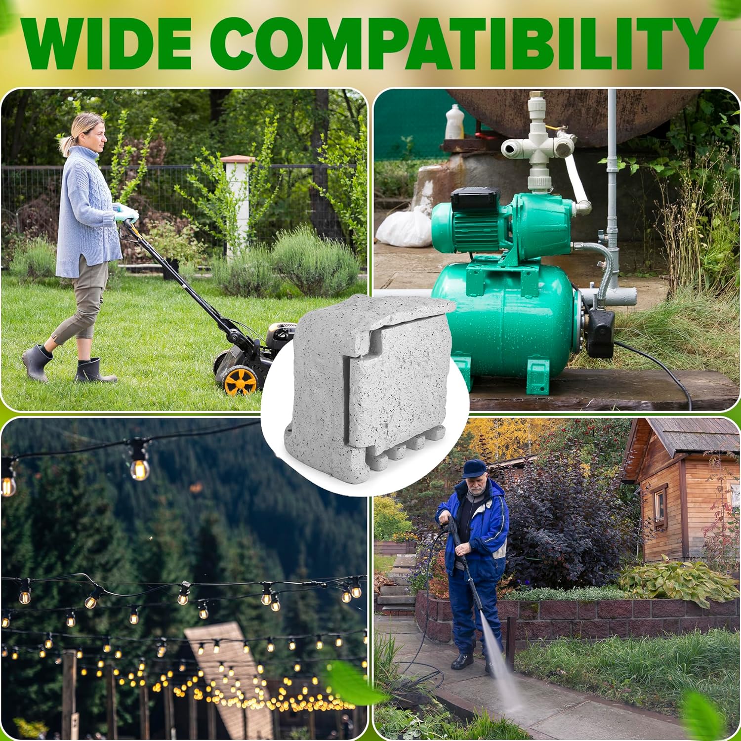 Skywin Outdoor Power Strip Weatherproof Stone Cover, 6 feet Outdoor Plug Strip Waterproof Extension Cord with 4 IP44 (Grey)