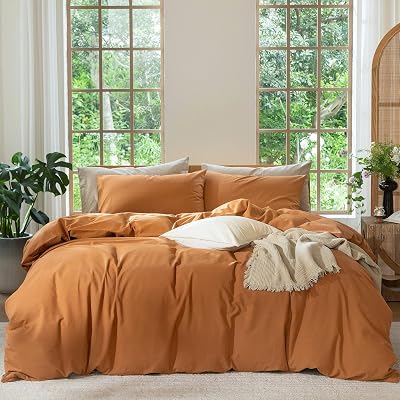 MooMee Duvet Cover Set 100% Washed Cotton Linen Like Twin