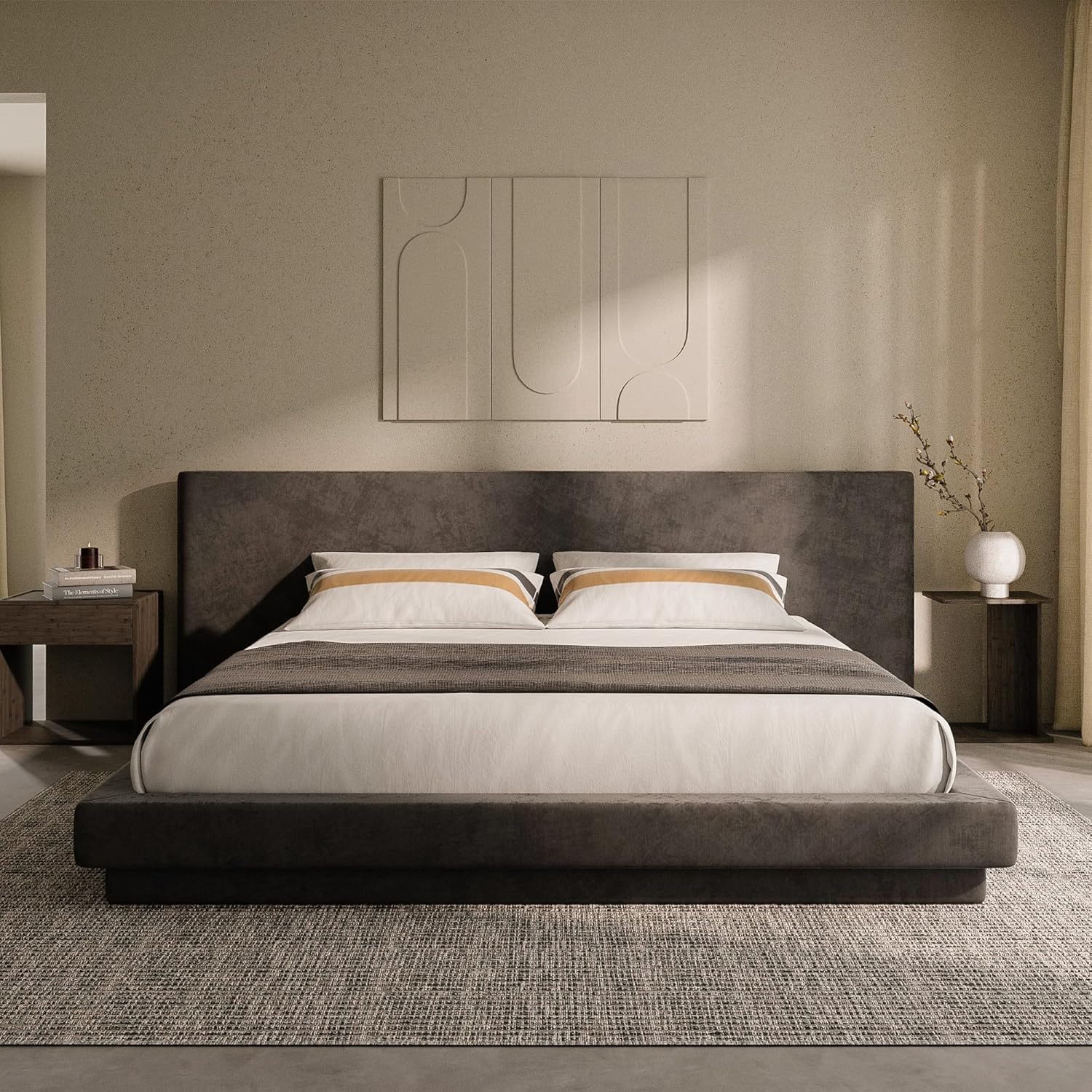 RECCI Cloud King Bed Frame with Extra Wide Upholstered