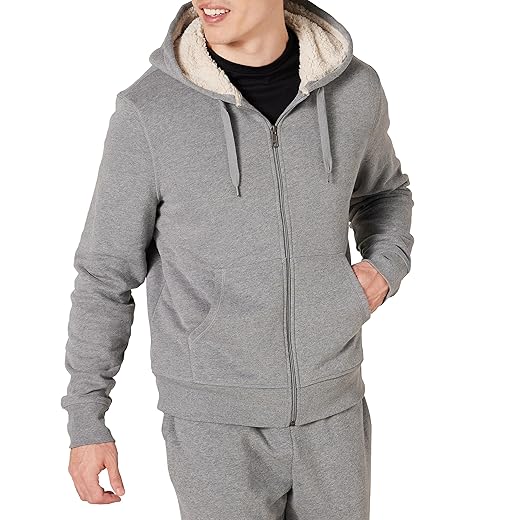 Amazon Essentials Hoodie For Men, Sherpa-Lined Full-Zip Fleece Sweatshirt