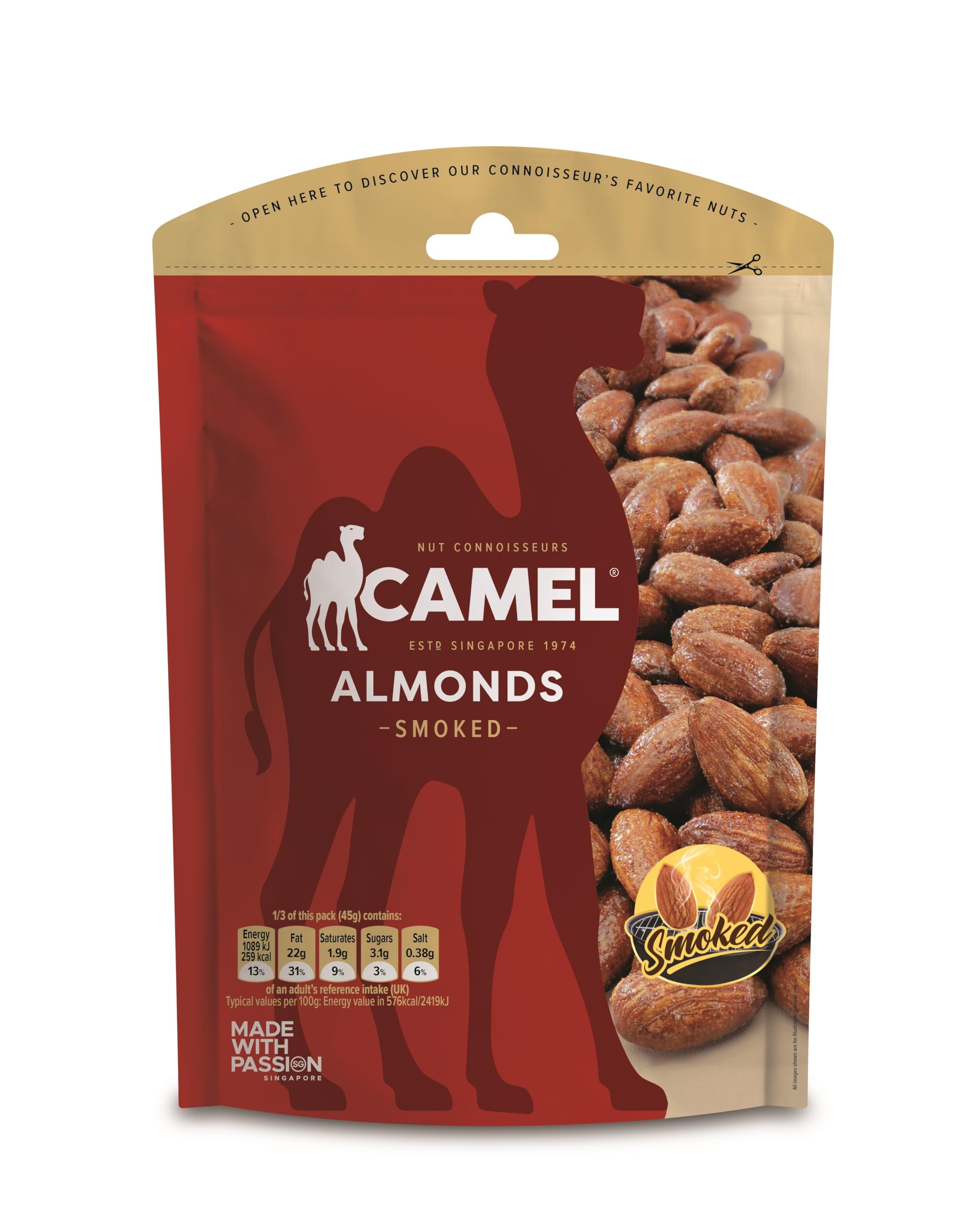 CAMEL SMOKED ALMOND NUTS 135GM