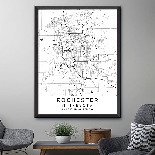 Miniatura 4 de Generic Mapa de Rochester, Minnesota, Light 2 (12x16) - Mapa de pared - Acabado mate - Negro