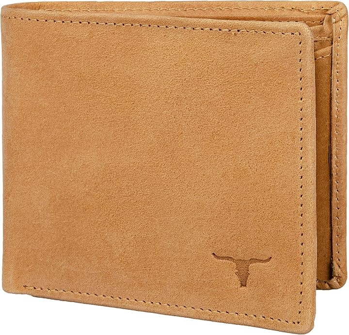 Urban forest Portafoglio in pelle marone chiaro porta carte di credito da uomo con blocco rfid