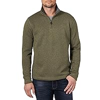 Wrangler Authentics Long Sleeve Fleece Quarter-Zip Camicia, Verde Oliva