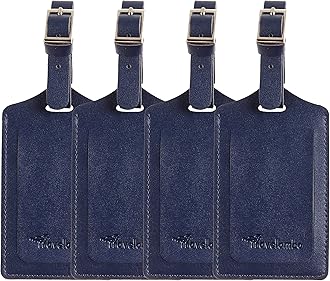 Travelambo4 Pack Leather Luggage Tags for Suitcases Travel Tags