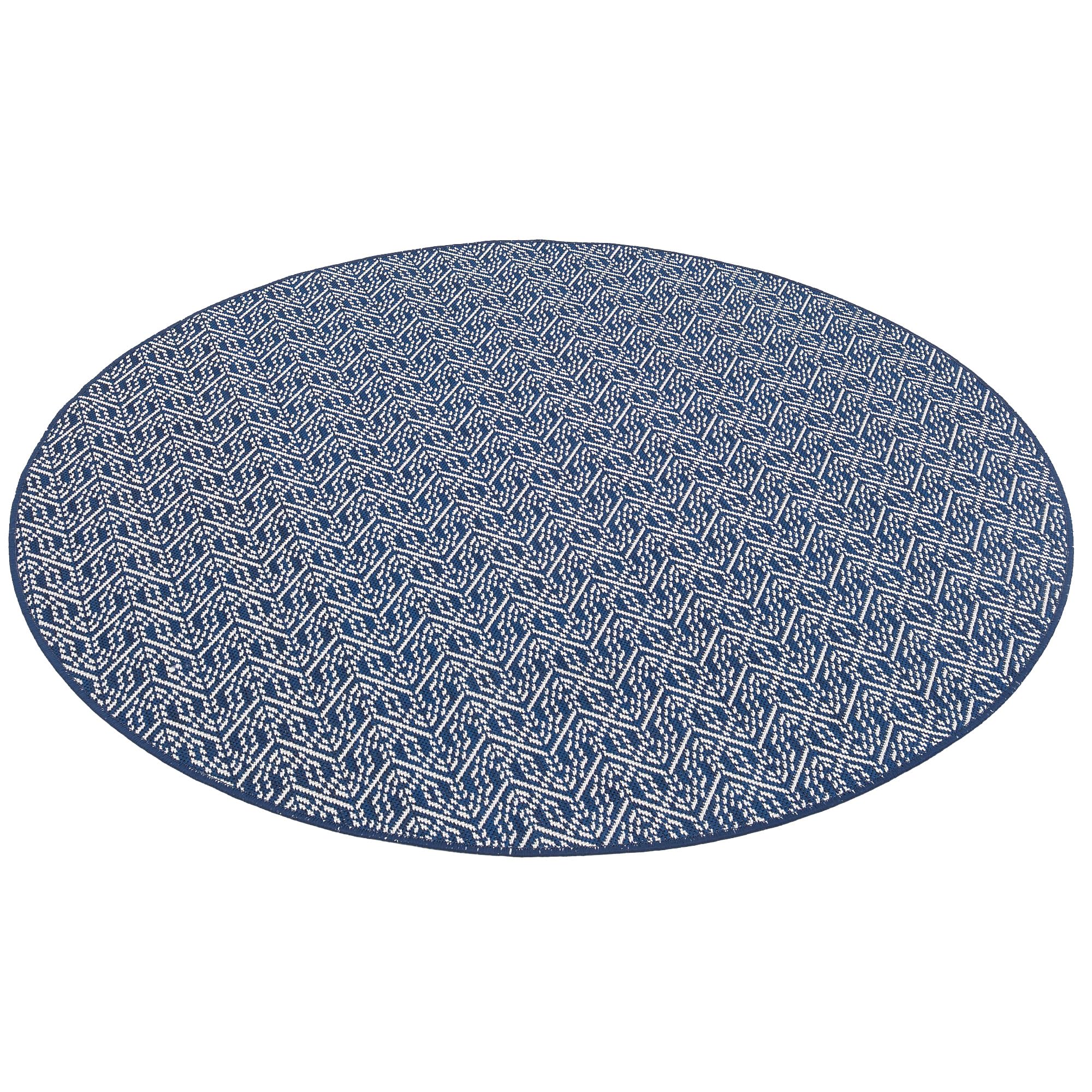 Snapstyle Tapis d'extérieur Cape Cod Bleu foncé Tendance Rond - Réversible, résistant aux UV et imperméable - Parfait pour Les balcons, terrasses et Jardins - Facile à Entretenir et Robuste