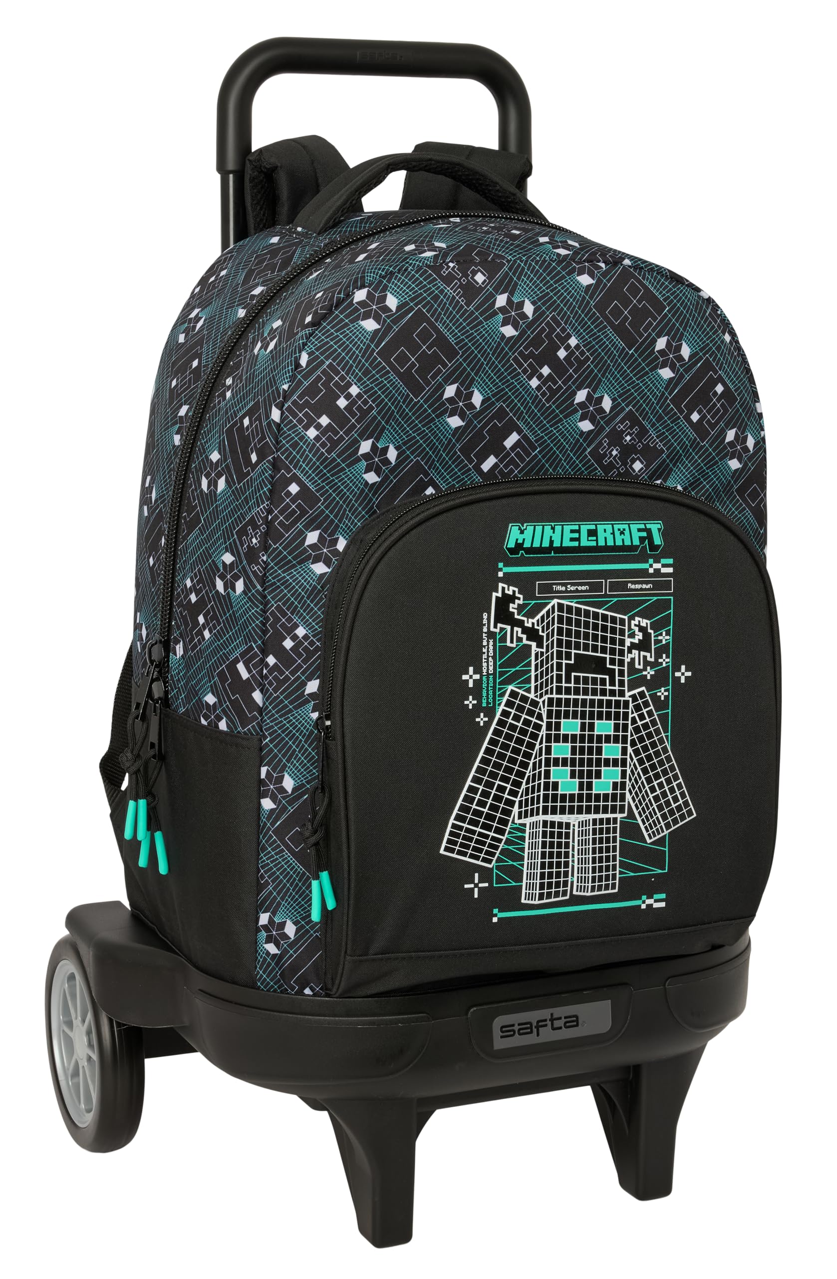 MINECRAFT SCREEN - Mochila Grande con Ruedas, Compact Evolución, Extraíble, Ideal para Niños de Diferentes Edades, Cómoda y Versátil, Calidad y Resistencia, 33x22x45 cm