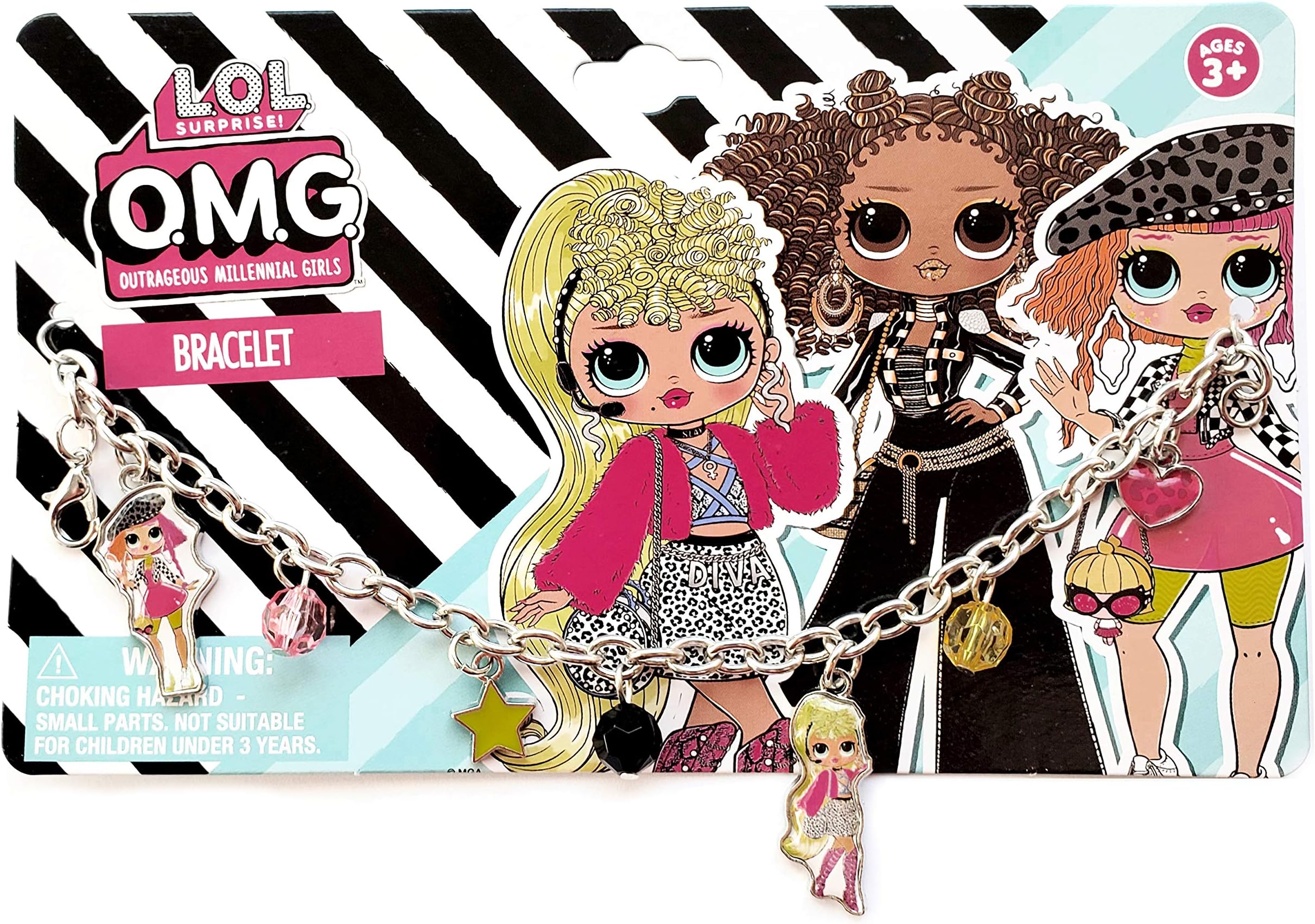 Girls Beaded Charm Bracelet (LOL OMG)