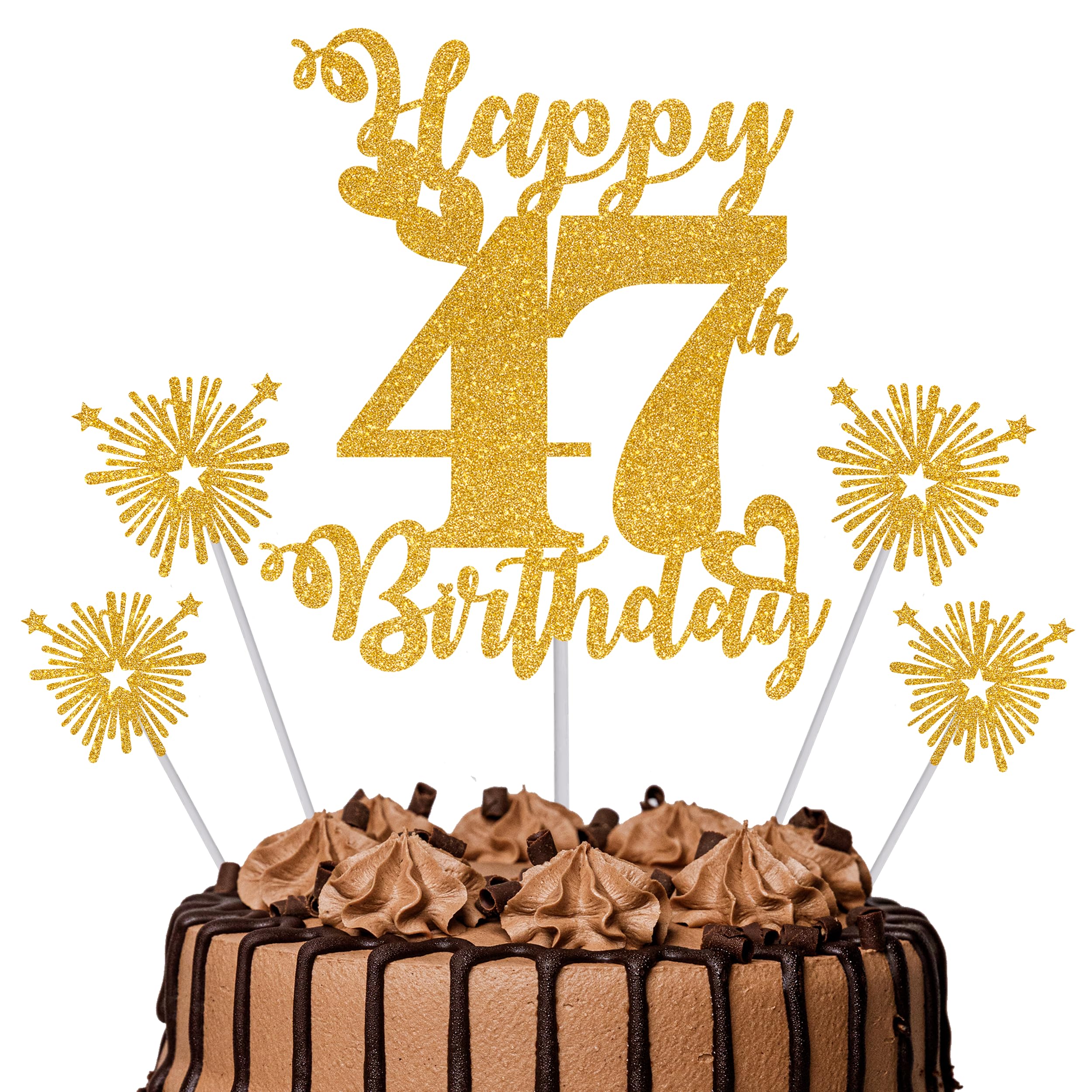 Gold Glitter 96th Birthday Cake Topper Set – 5 Piece Premium Glitter Birthday Decoration & Party Supplies for Men, Women & Kids – 96th Birthday — view 10