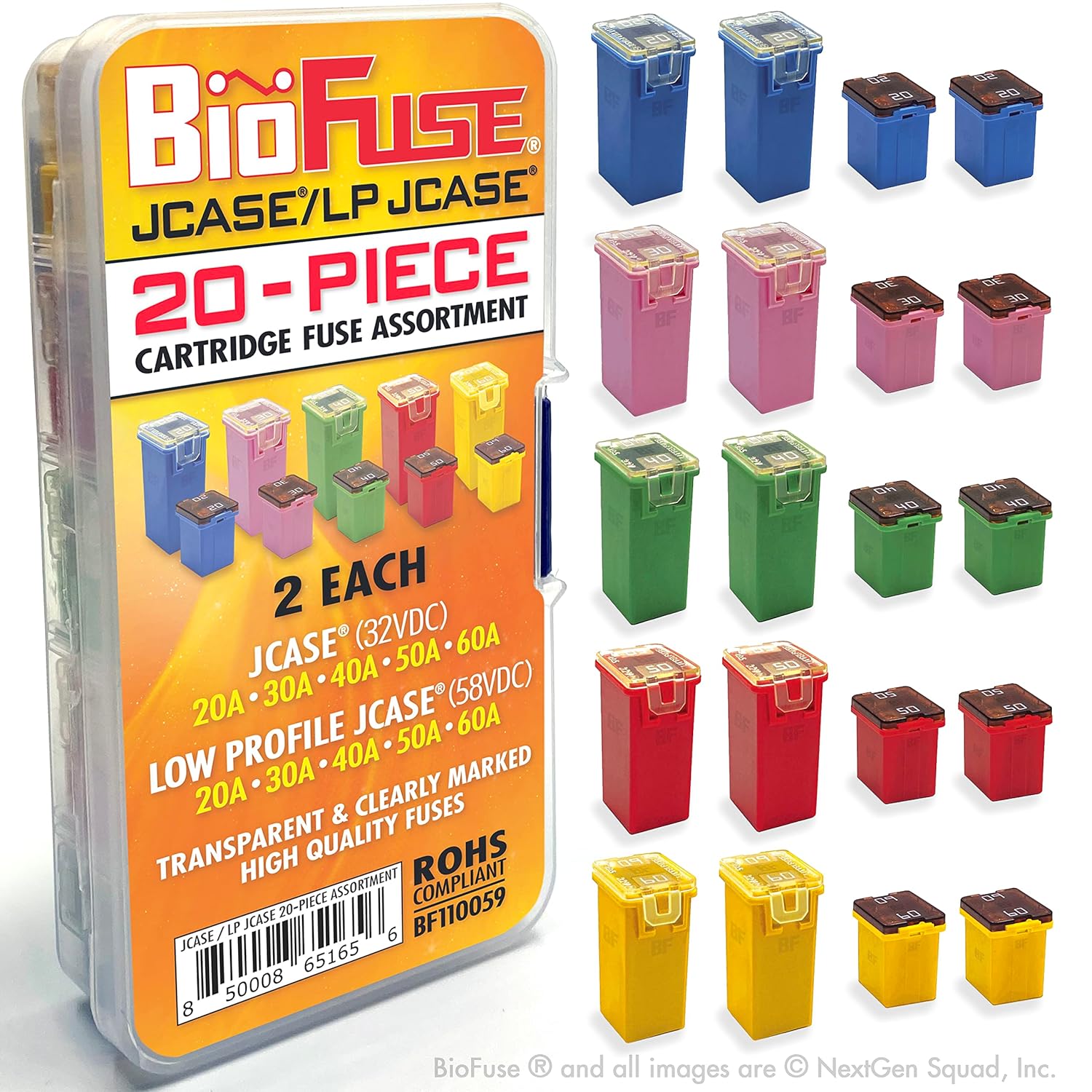 Multi Pack - 22 Fuses - 2 Each J Case And Mini J Case - Cars Pick Up Trucks Etc. - Foto 2