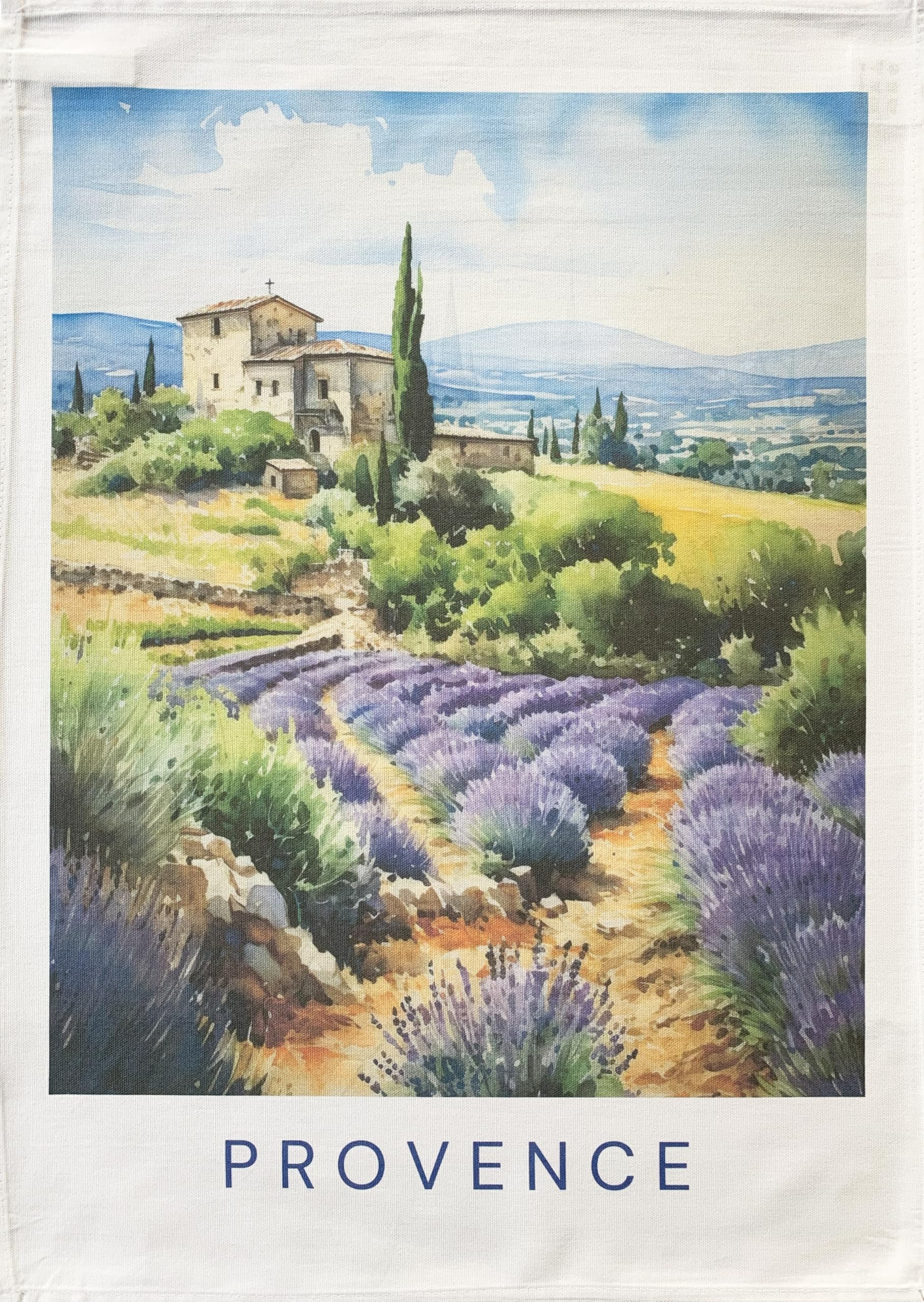 Half a Donkey The Lavender Fields of Provence large cotton tea towel