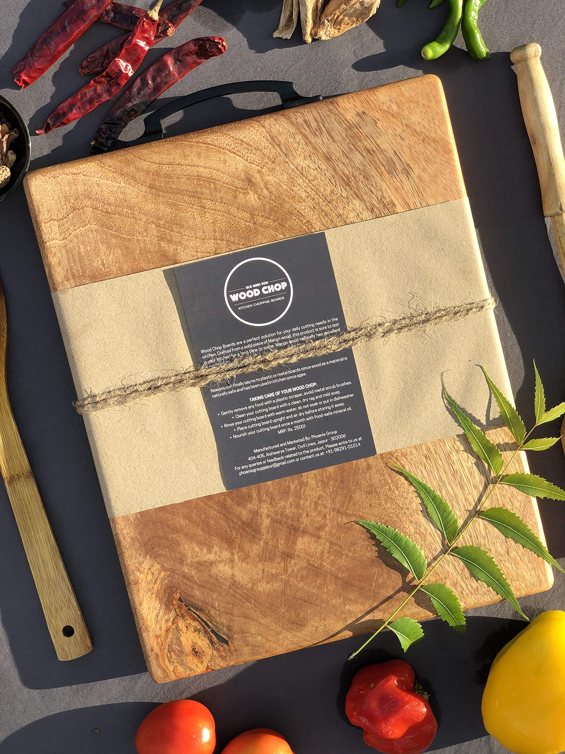 Wood Chop Natural Mango Single Piece Wood Professional Heavy Duty Reversible Anti Bacterial Hand Crafted Seasoned Chopping Boards with Edible Mineral Oils No Chemical Treatment