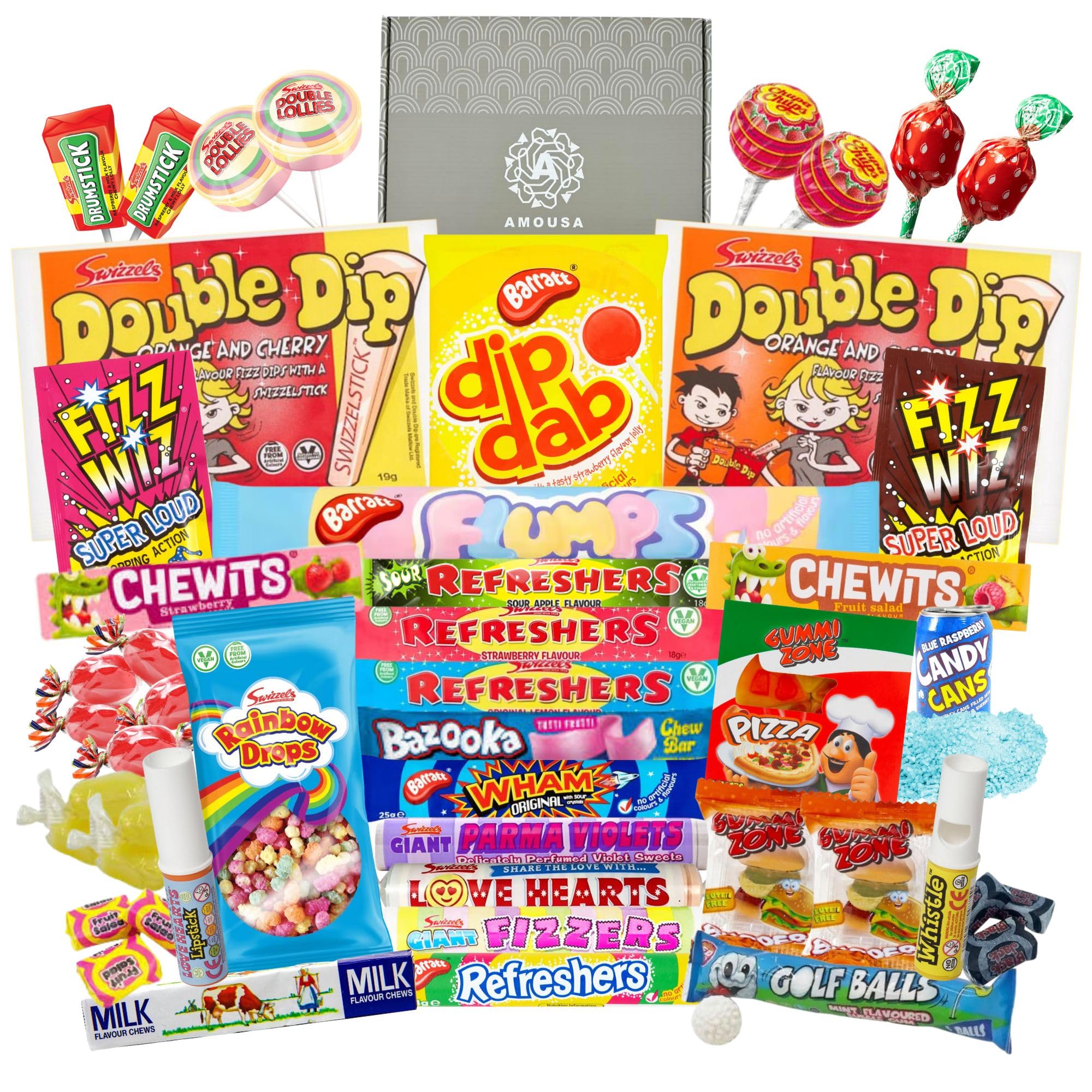 Retro Sweets Gift Box - Retro Sweets Hamper with 50x Items. Candy Boxes For Women, Men & Kids. Christmas Sweets | Christmas Gifts