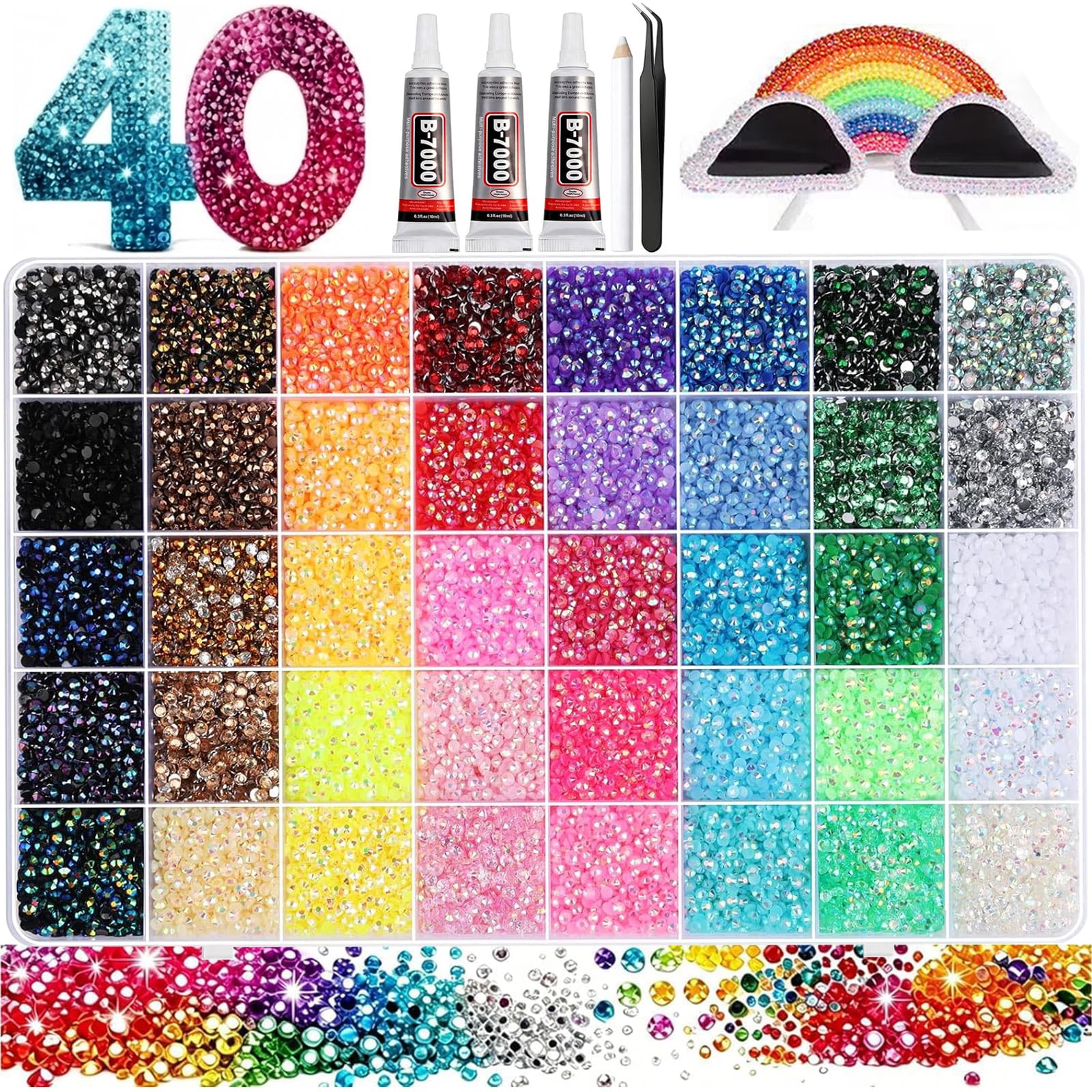 Bedazzling Kit 50000Pcs 40 Colors 3mm Resin Jelly Rhinestones - Diamond Art
