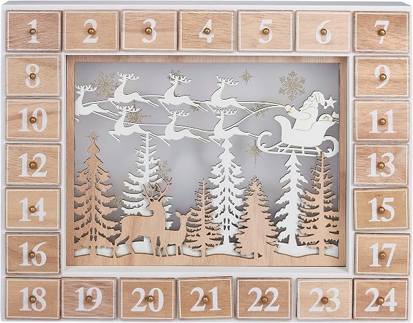 Brubaker Calendario dell'Avvento, Casa di Pan di Zenzero in Legno con 4 Luci LED 26,2 x 45 x 5,5 cm - 4