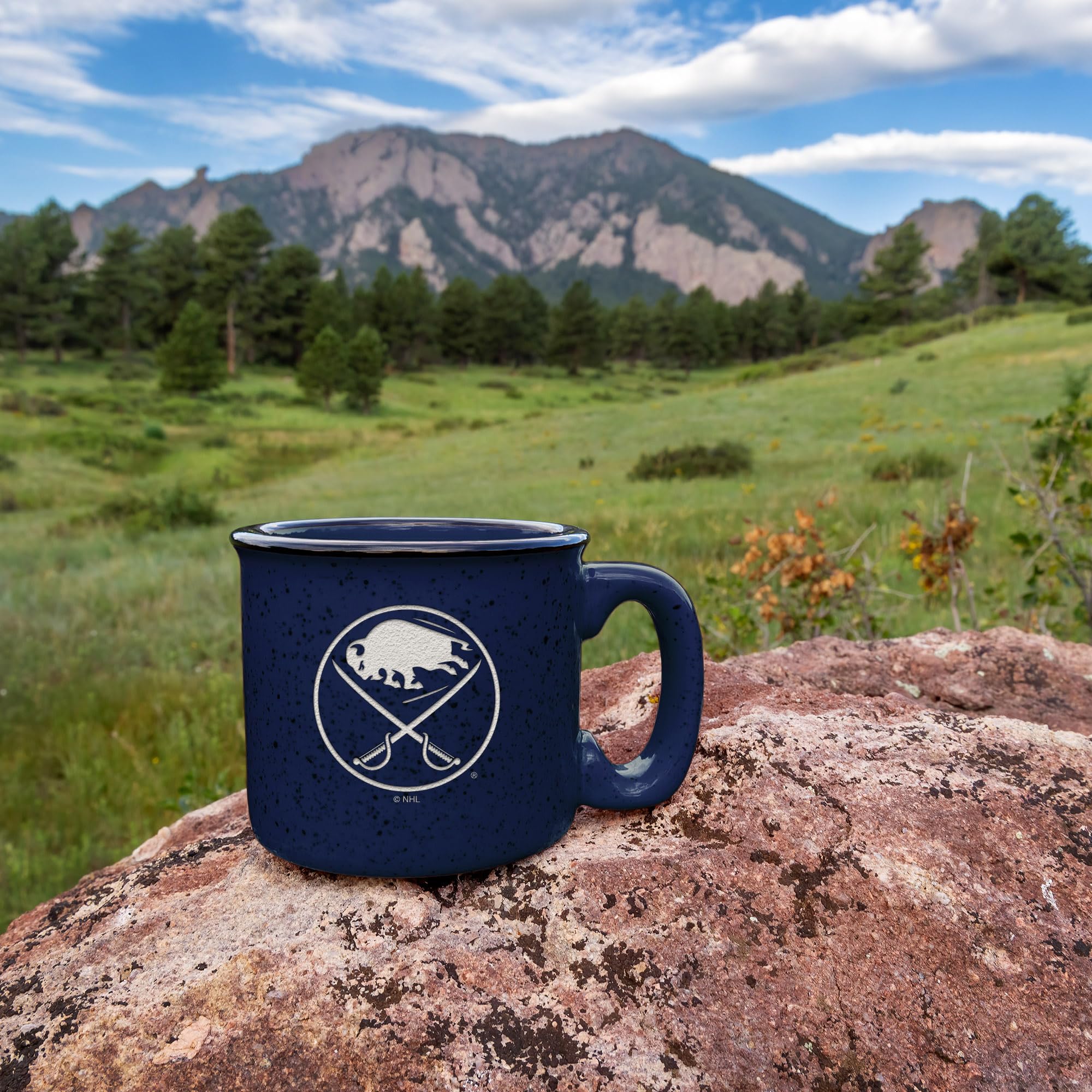 Amazon.com : Rico Industries NHL Buffalo Sabres Personalized 12oz. Speckle  Camper Coffee Mug, Deep Laser Engraved Logo, Ceramic Camping Mug with Navy  Body, Speckle Glaze : Sports & Outdoors