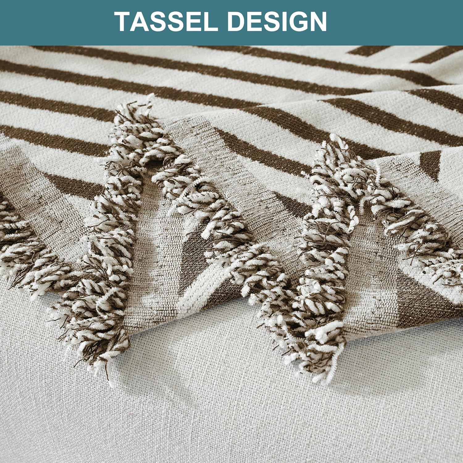 Couch Cover for Sofa, Boho Sofa Cover Washable Couch Cover for Dogs, Pet Sofa Cover for 2-Cushion Couches with Tassel Furniture Protector Cover,71" x 118",Dark Coffee-Line