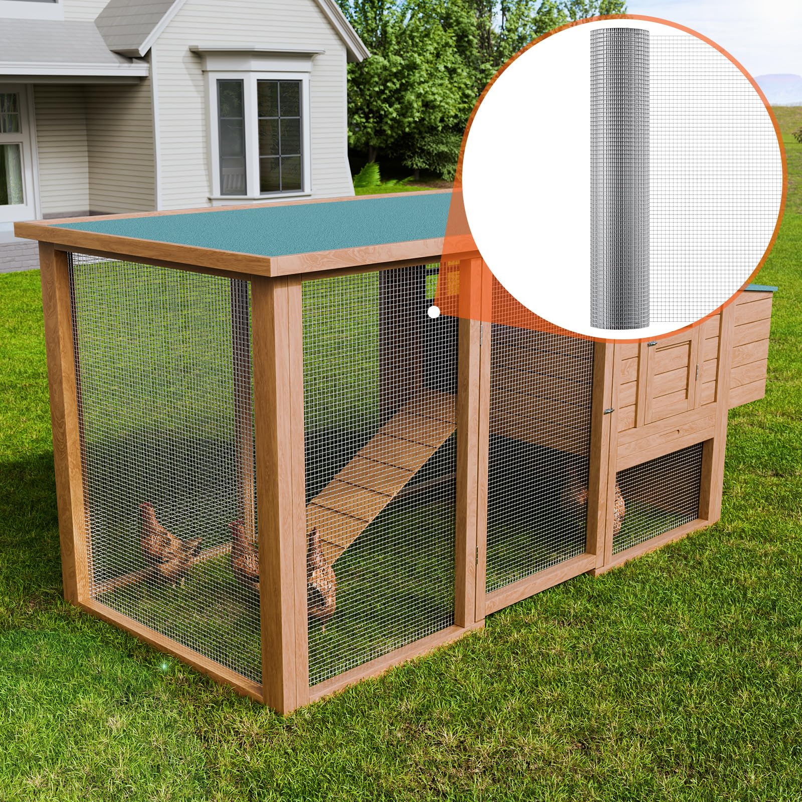VEVOR Grillage métallique soudé, 915 mm x 15,24 m, rouleau treillis métallique galvanisé à chaud maillage 12,7 x 12,7 mm clôture en fil de poule calibre 19 pour cages à lapins, jardin, petits rongeurs