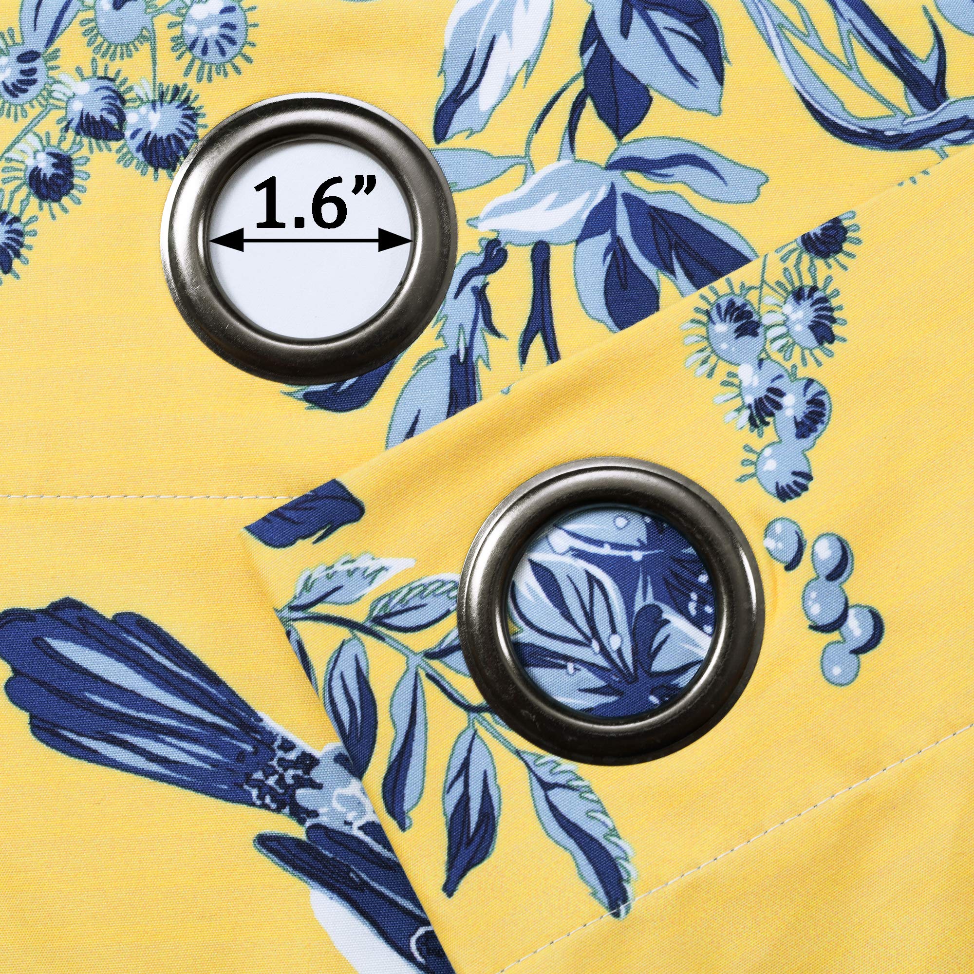 Lush Decor, Yellow and Blue Farmhouse Bird and Flower Insulated Grommet Blackout Window Curtain Panel Pair, 95'' x 38', 95 in x 38 - Image 3