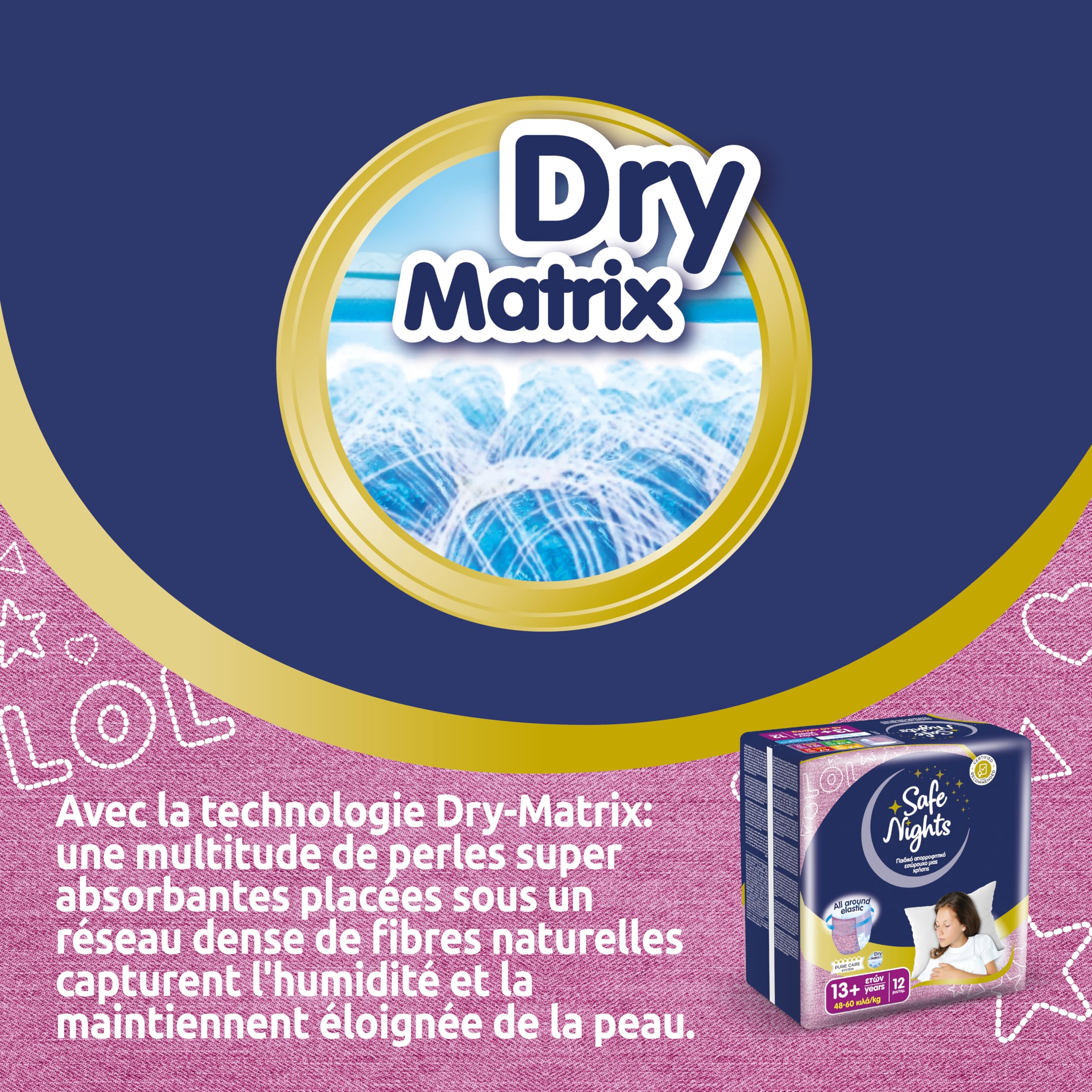 Babylino Safe Nights Girl, Culotte de Nuit Absorbante pour Fille 13+ ans (48-60 kg), 12 Culottes