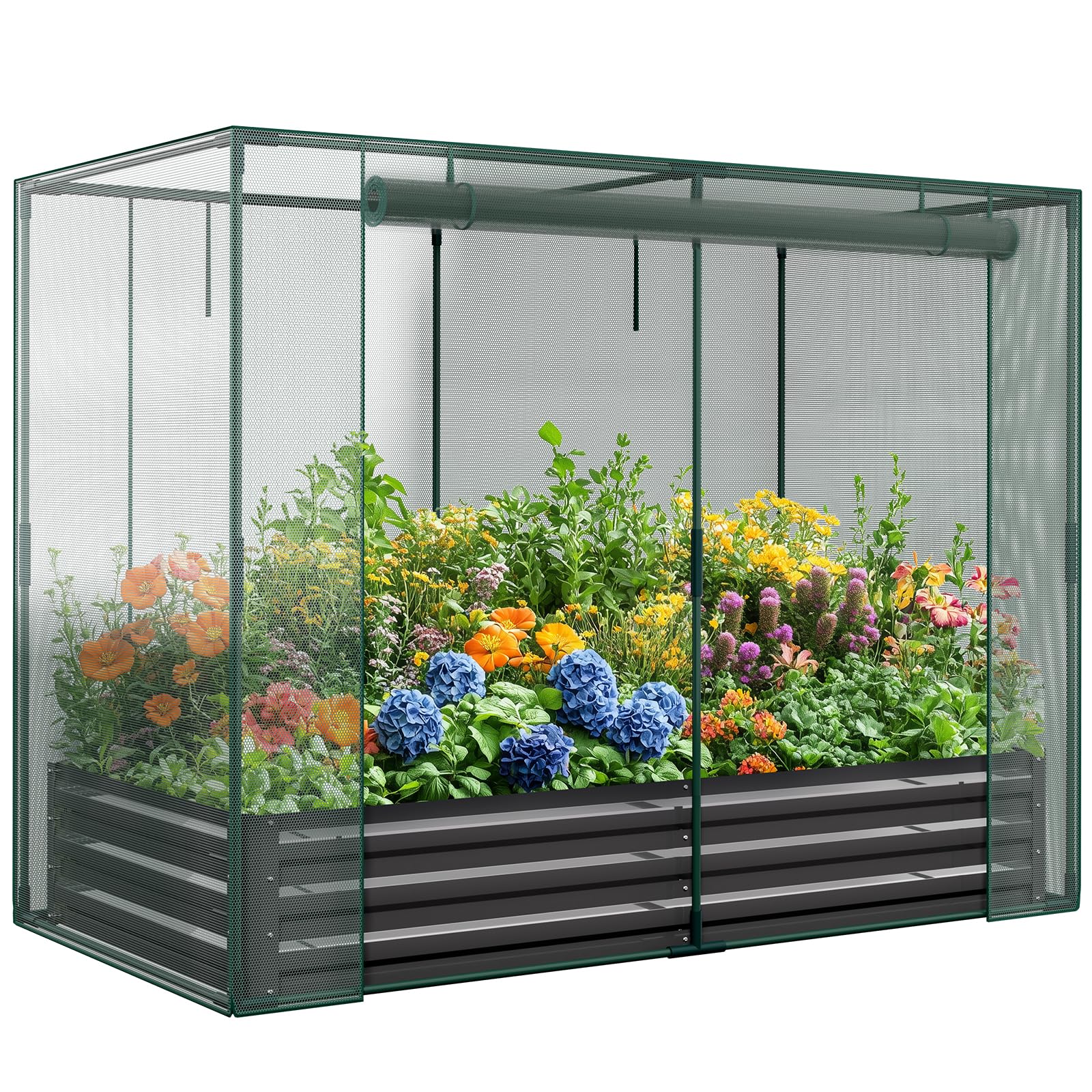 UrGROWA 2-in-1 Galvanized Bed with Crop Cage
