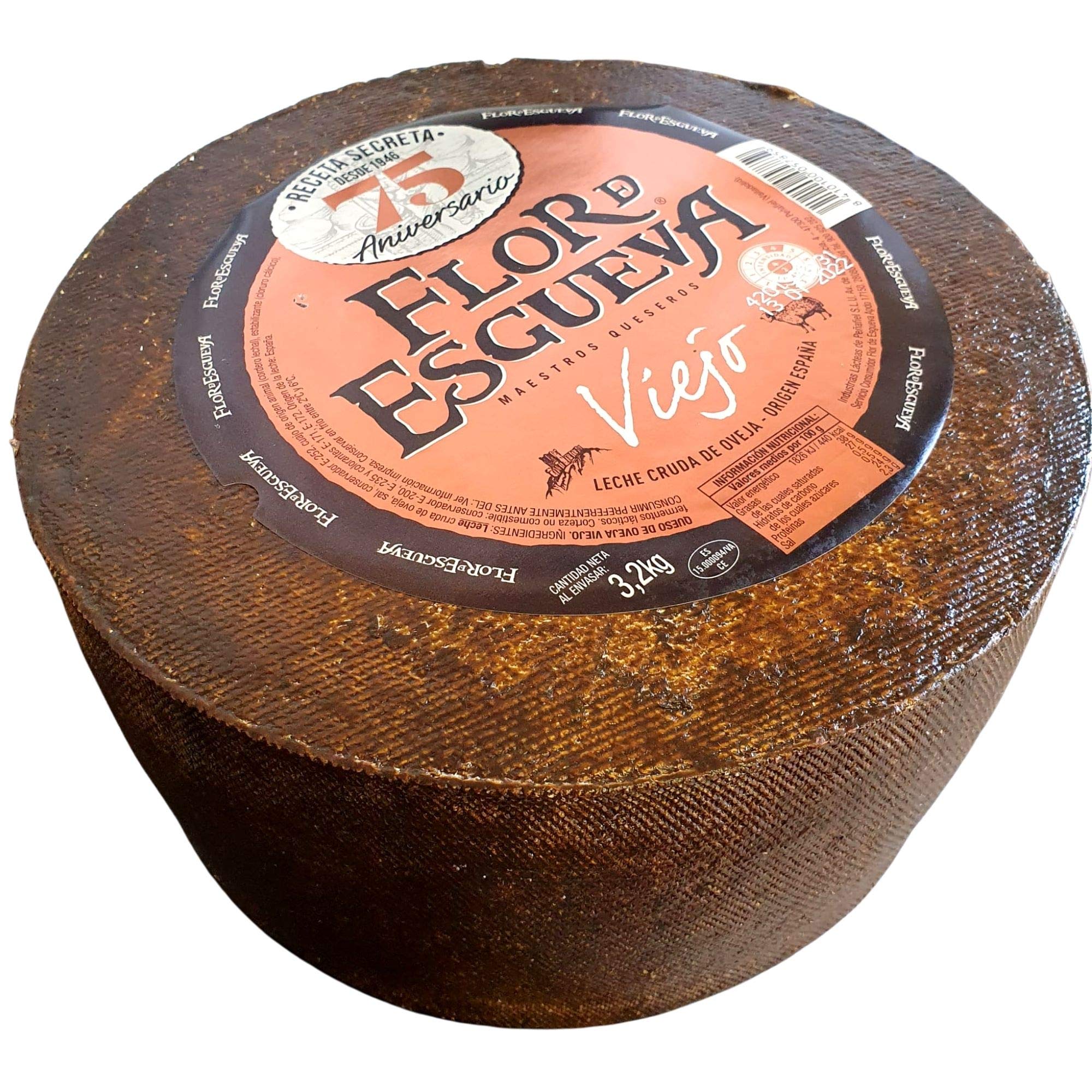 Queso Viejo Flor de Esgueva - Queso Curado Puro de Oveja - Elaborado con leche cruda madurado en corteza natural - Queso Curado con Membrillo TDW (Queso Completo con Membrillo)