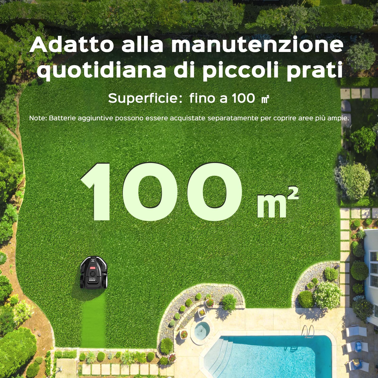 V3 Robot cortacésped, con navegación Visual, detección de 150+ obstáculos, Control por App, 50 dB, con Modo Espiral y Sensor de Lluvia, cortacésped automático para Jardines pequeños y medianos