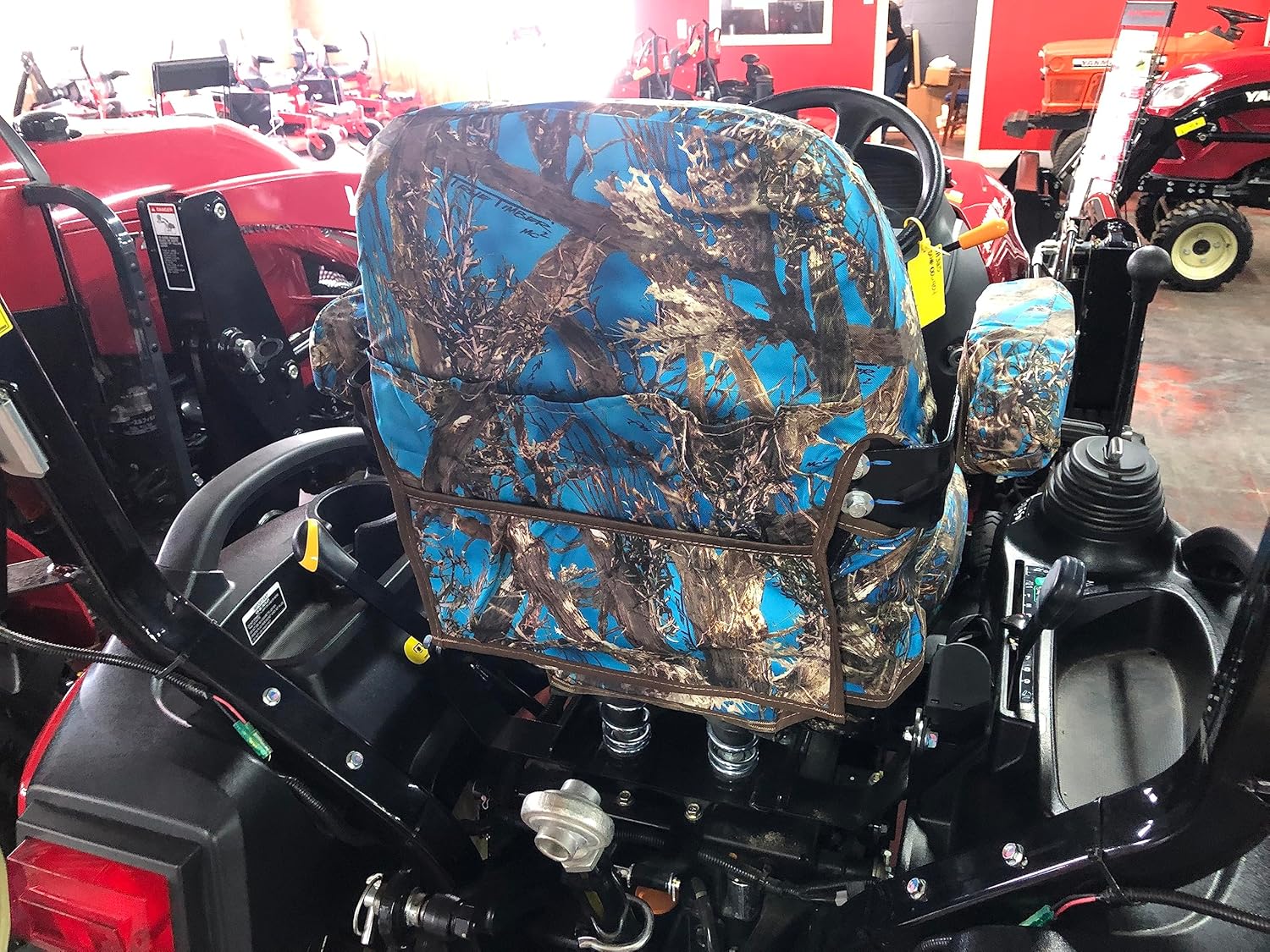 Durafit Seat Covers, Compatible with Yanmar Tractors SA221,SA223,SA324,SA325,SA424, All with ARMRESTS ON Seats High Back seat, Split Between top and Base. in MC2 Blue Camo