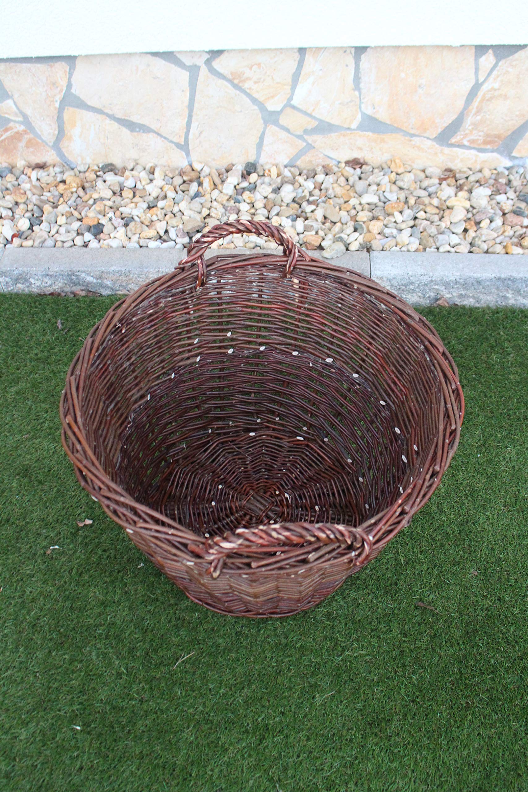Marcus - Cesto per legna da ardere, in vimini con manico, per la frutta, da giardino, per la raccolta delle patate, per il camino