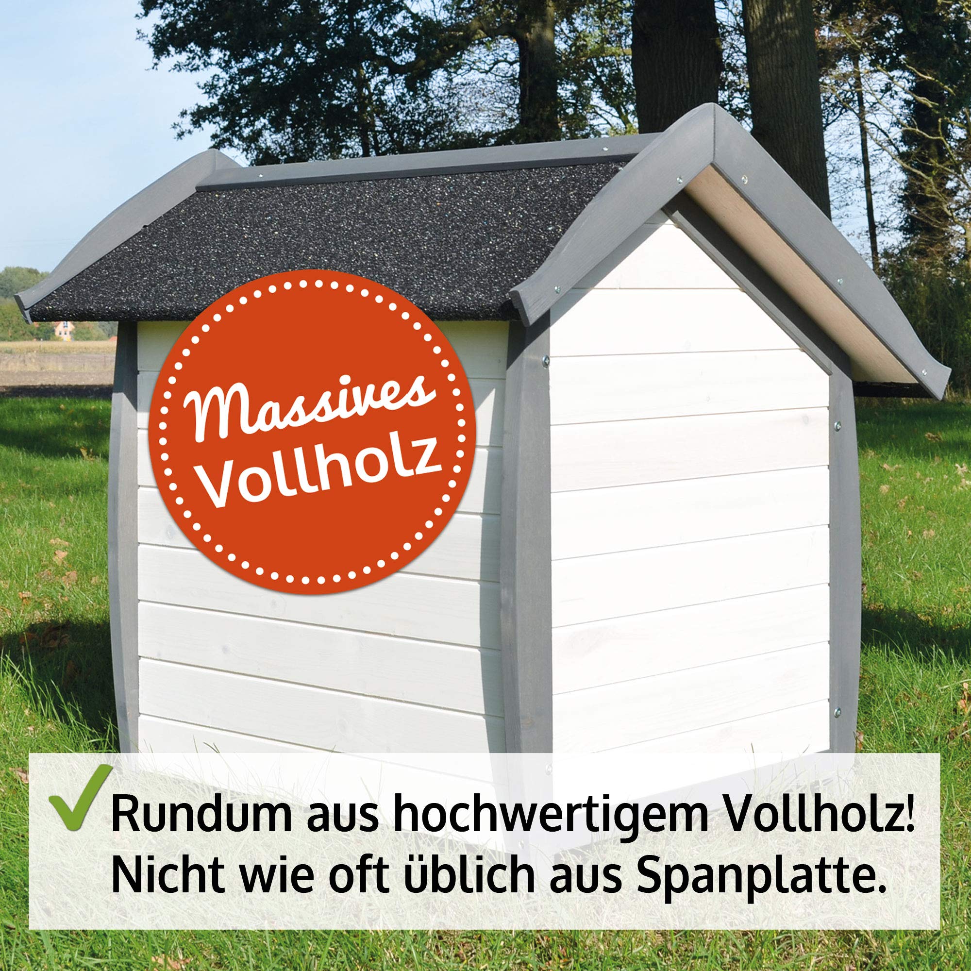 zooprinz wetterfeste Hundehütte Bella - aus massivem Holz - perfekt für draußen - mit umweltfreundlicher Farbe gestrichen in modernen Farben - 3 Größen zur Wahl