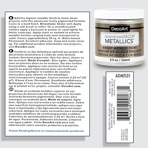 Miniatura 2 de DecoArt Americana Décor Metallics - Pintura de perlas metálicas, paquete de 3 pinturas acrílicas metálicas de 8 onzas, pintura multisuperficie a