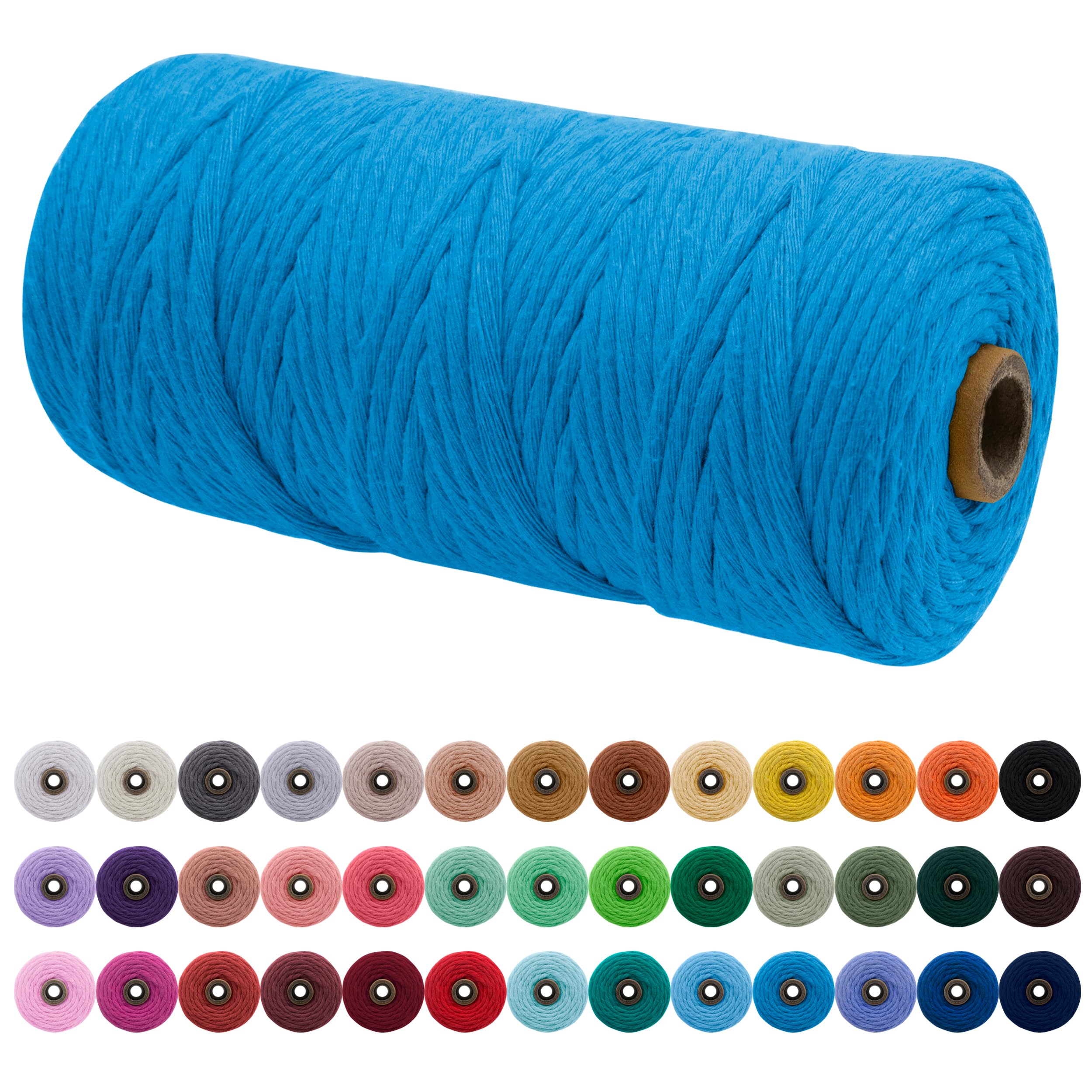 JeogYong Single Strand Macrame Cord 3mm x 109 Yards (328 Feet) Soft Cotton Rope Macrame Yarn 3 mm Macrame Cord, Macrame Supplies for Crafts Wall