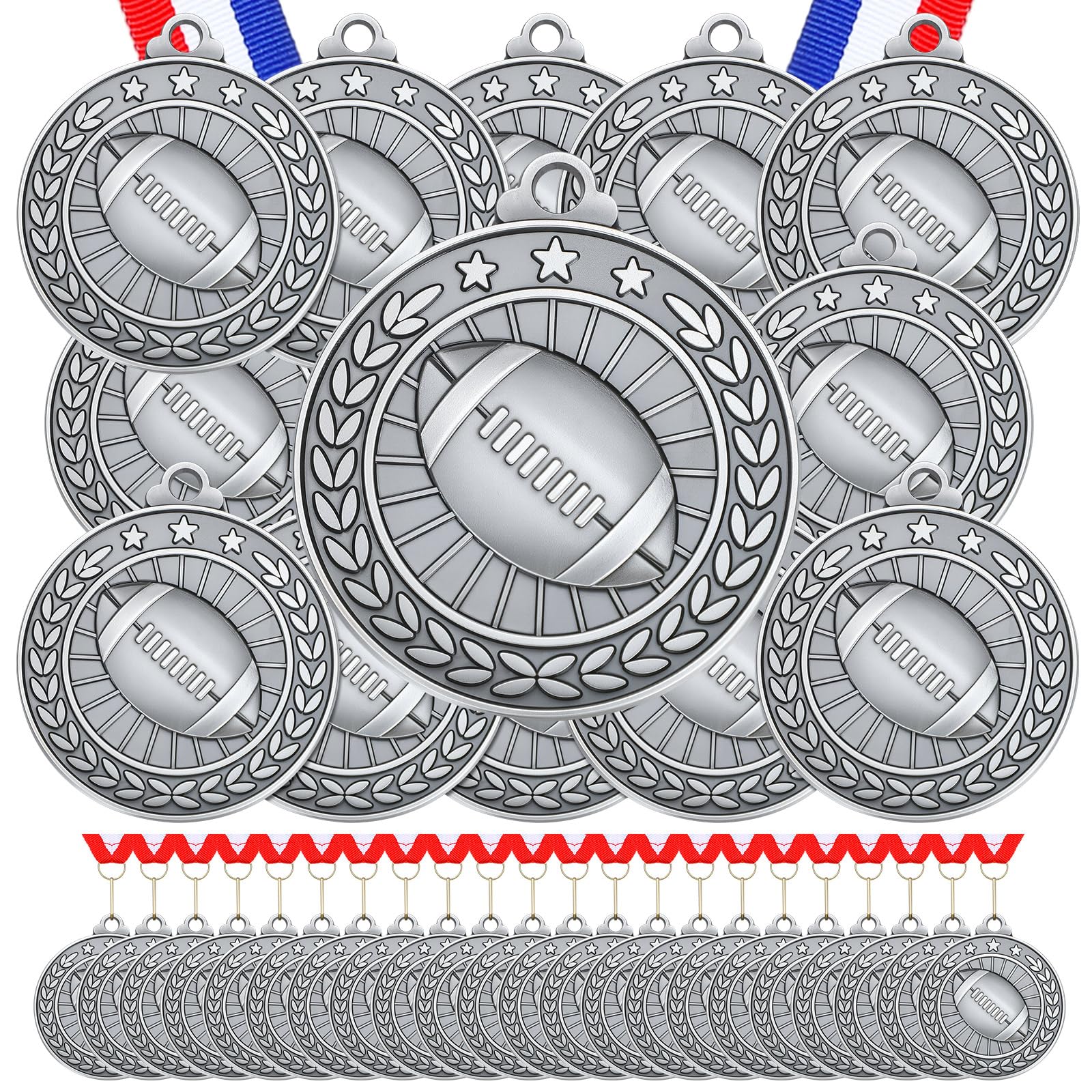 Remuuly 60 Pcs Gold Award Medals 2 Inch Soccer Baseball Volleyball Football Cheer Trophy Medals Metal Awards Bulk with Neck Ribbons Trophy Prize Gifts for Sports Competitions