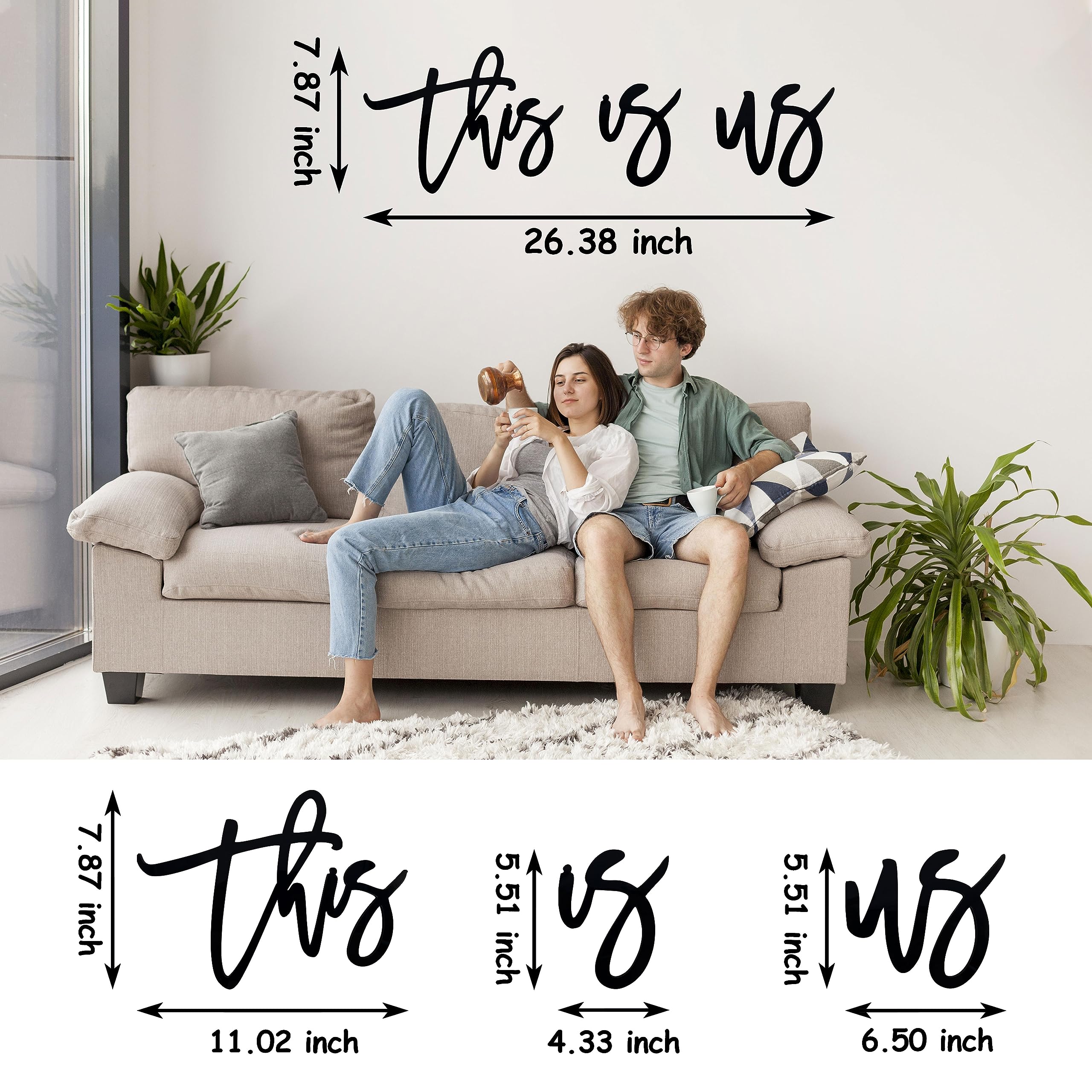 This Is Us Wall Decor Wooden Acrylic This Is Us Signs For Home Decor Wall Family Wall Decor For Farmhouse Room, Living Room, Kitchen Dining Room, Bedroom, 26.3'' × 7.87'' Black