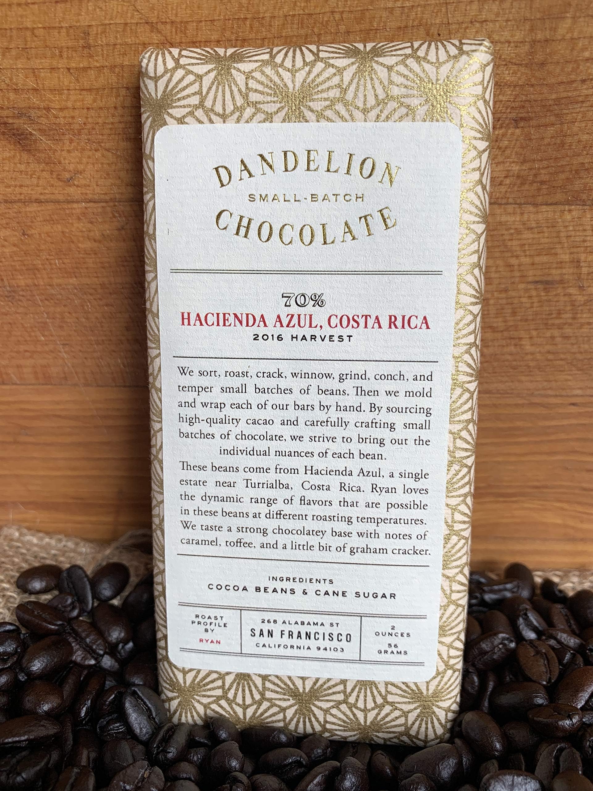 Dandelion Chocolate Bar 2oz (HACIENDA AZUL, COSTA RICA 70%)