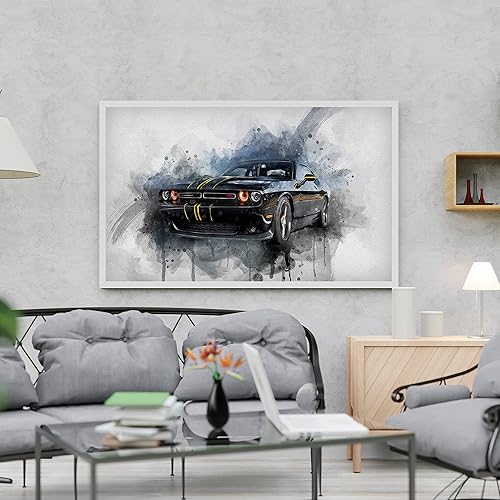 Miniatura 6 de Awesometik Arte de acuarela de coche Mustang personalizado de foto con fondo claro, retrato de automóvil, regalo para entusiastas del automóvil