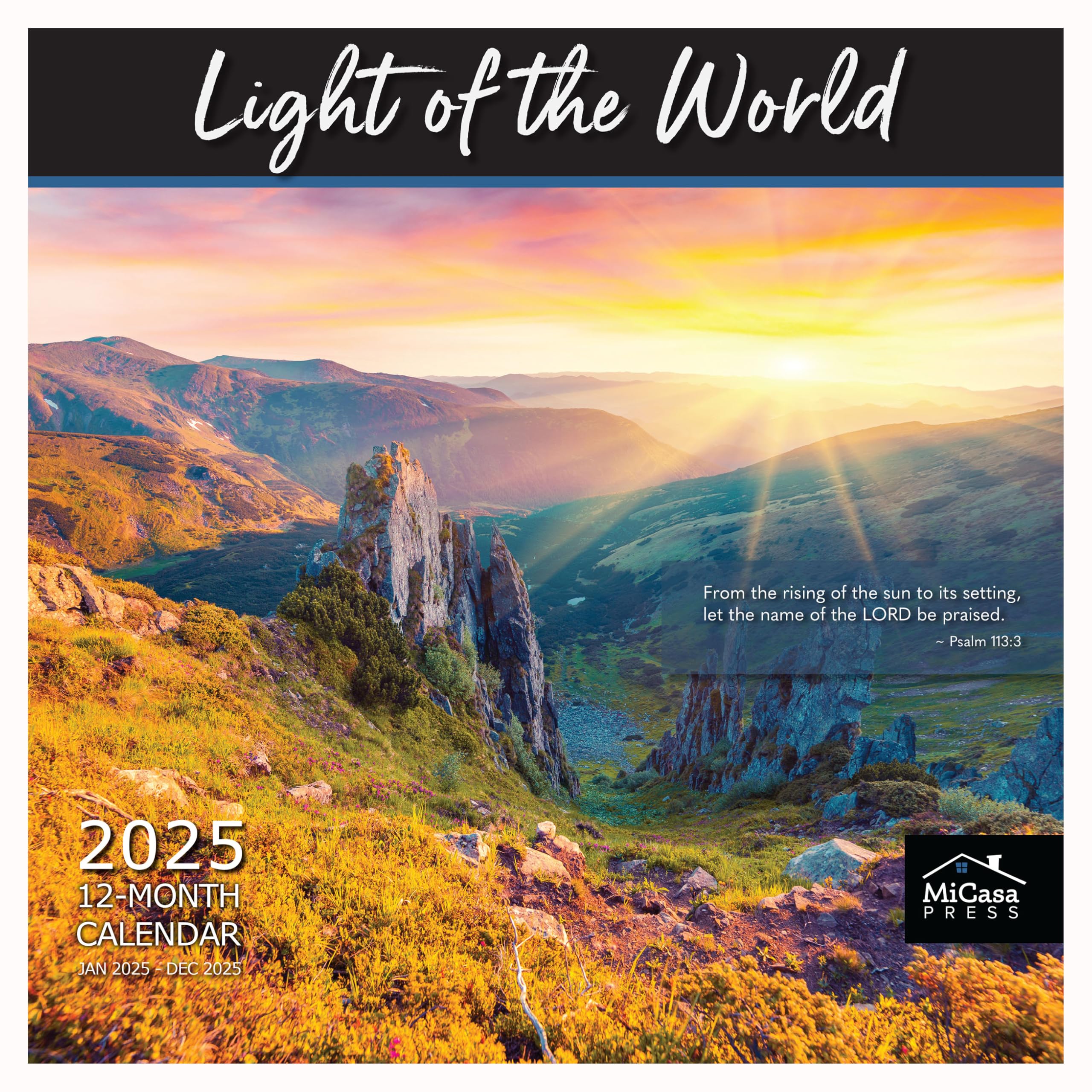 MICASA Light of the World 2025 Wall Calendar 12 Month | 12" x 24" Open | Thick & Sturdy Paper | Giftable | Religious Bible Verse Christian Calendar 2025