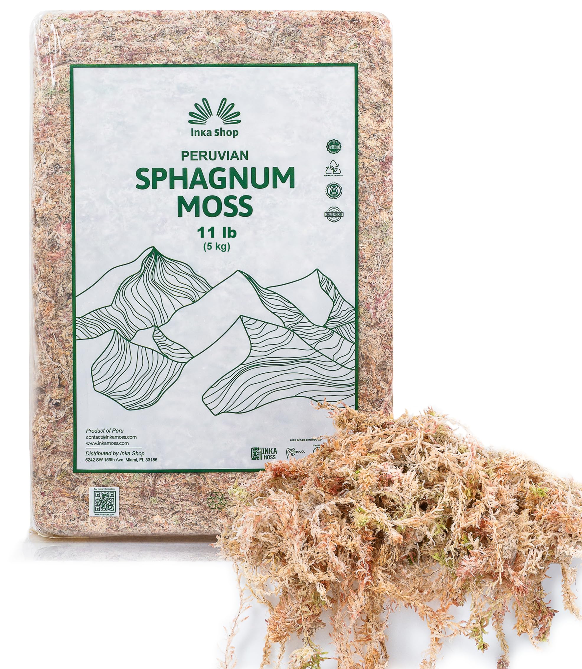 Inkashop Long Fiber Sphagnum Moss for Orchids and Carnivorous Plants 11lb