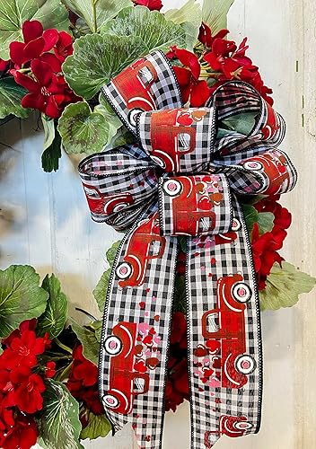 Miniatura 9 de Corona de geranio rojo para decoración de puerta delantera de primavera o verano en 21 pulgadas de diámetro, forma redonda