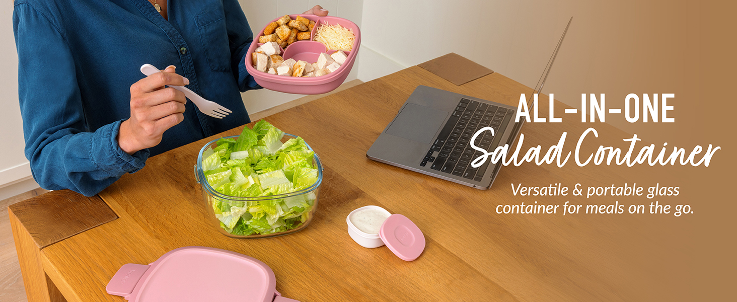 Amazon.com | Bentgo Glass Salad Container - 7.6-Cup Salad Bowl